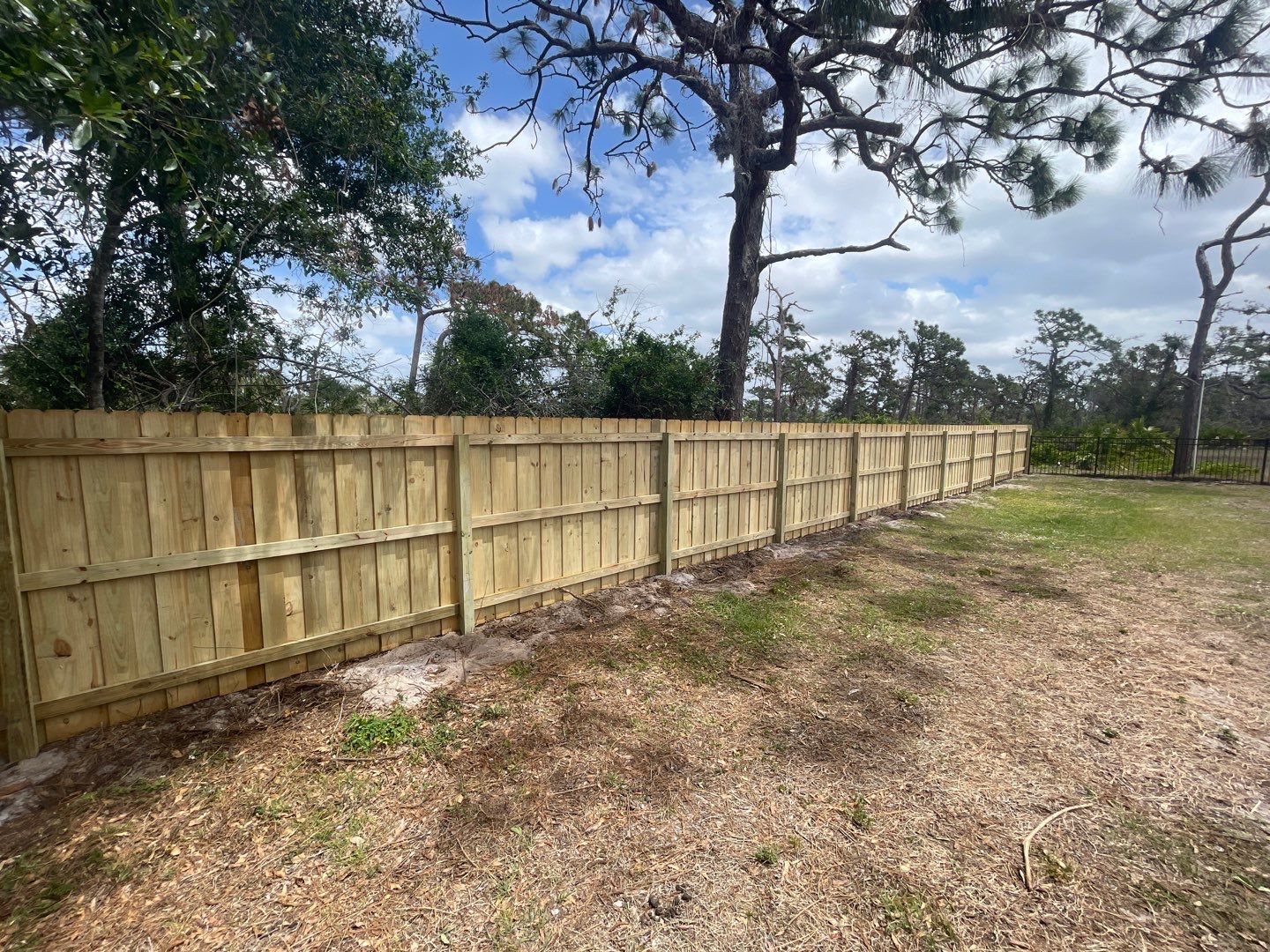 Black Aluminum 3 Rail Fence and Treated Wood Board on Board Privacy Fence  by Asap fence and gates, LLC