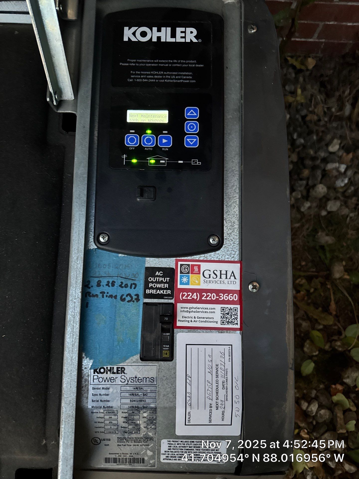 Kohler 20kW Standby Generator Maintenance – Lemont, IL | GSHA Services, LTD by GSHA Services LTD