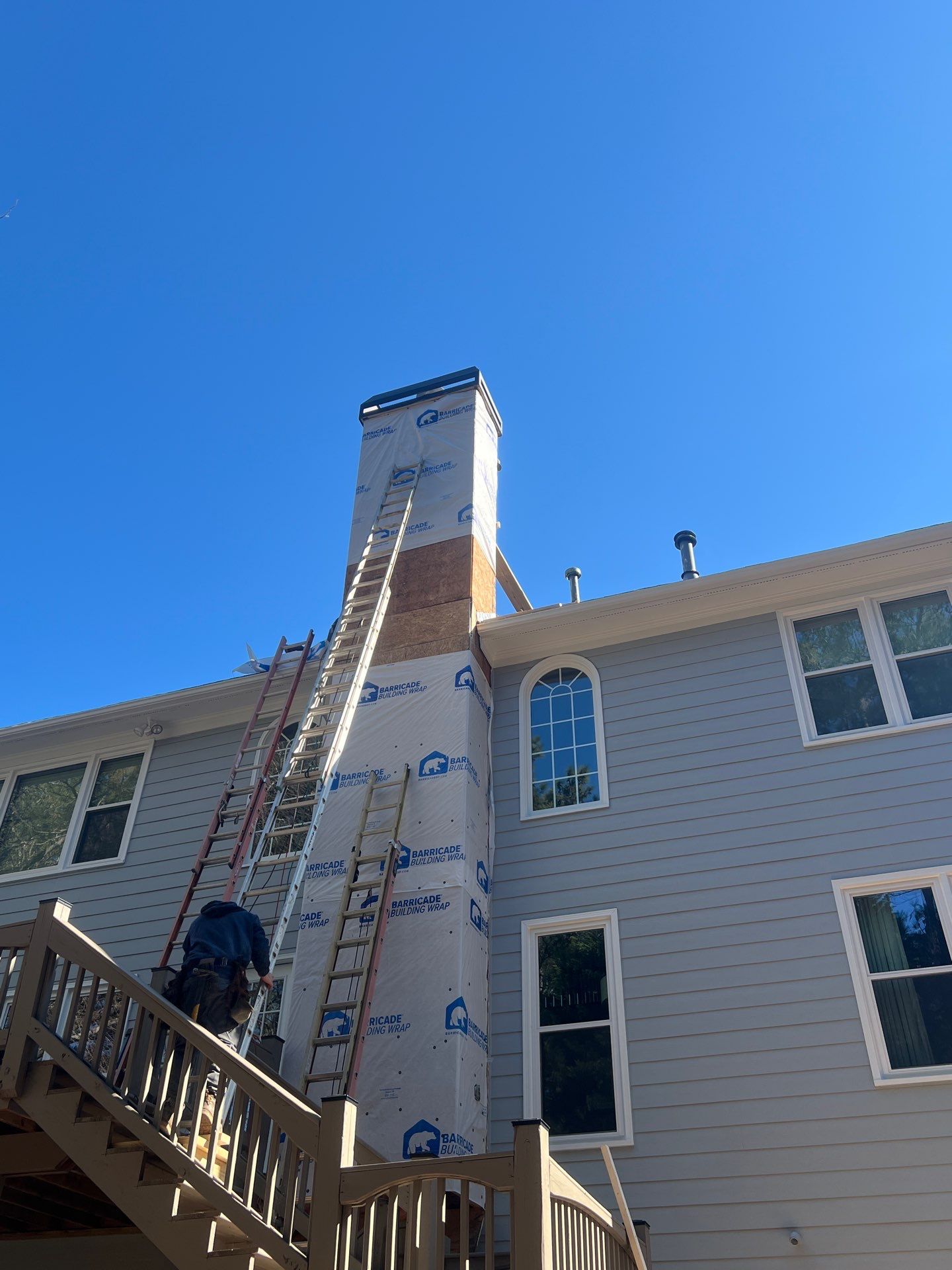Chimney Siding Reconstruction and Full Exterior Painting in Marietta by Swift Home Renovations
