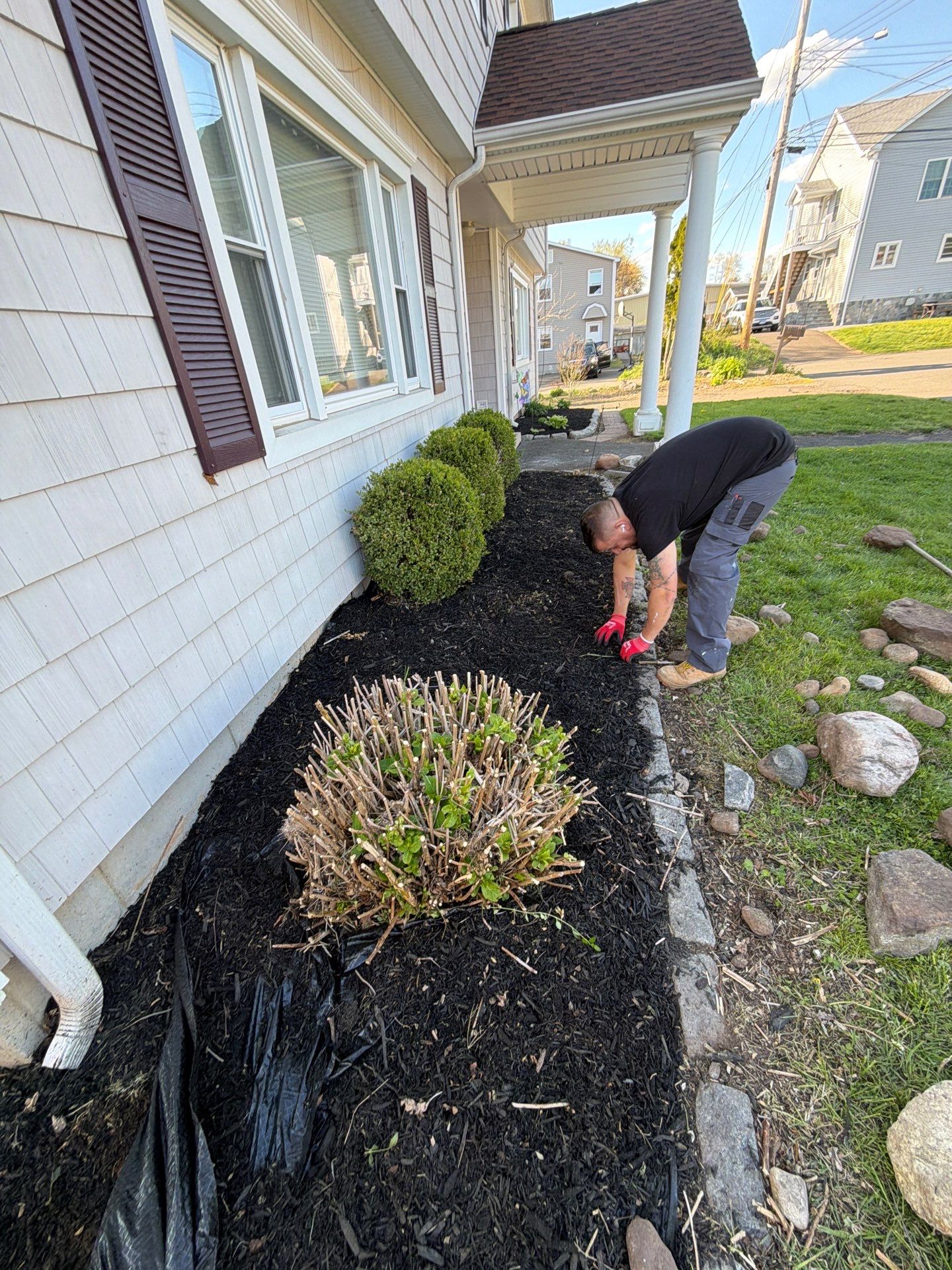 Residential Landscape Refresh and Stone Paver Bed Edging in Woodbridge by Diamond Image LLC