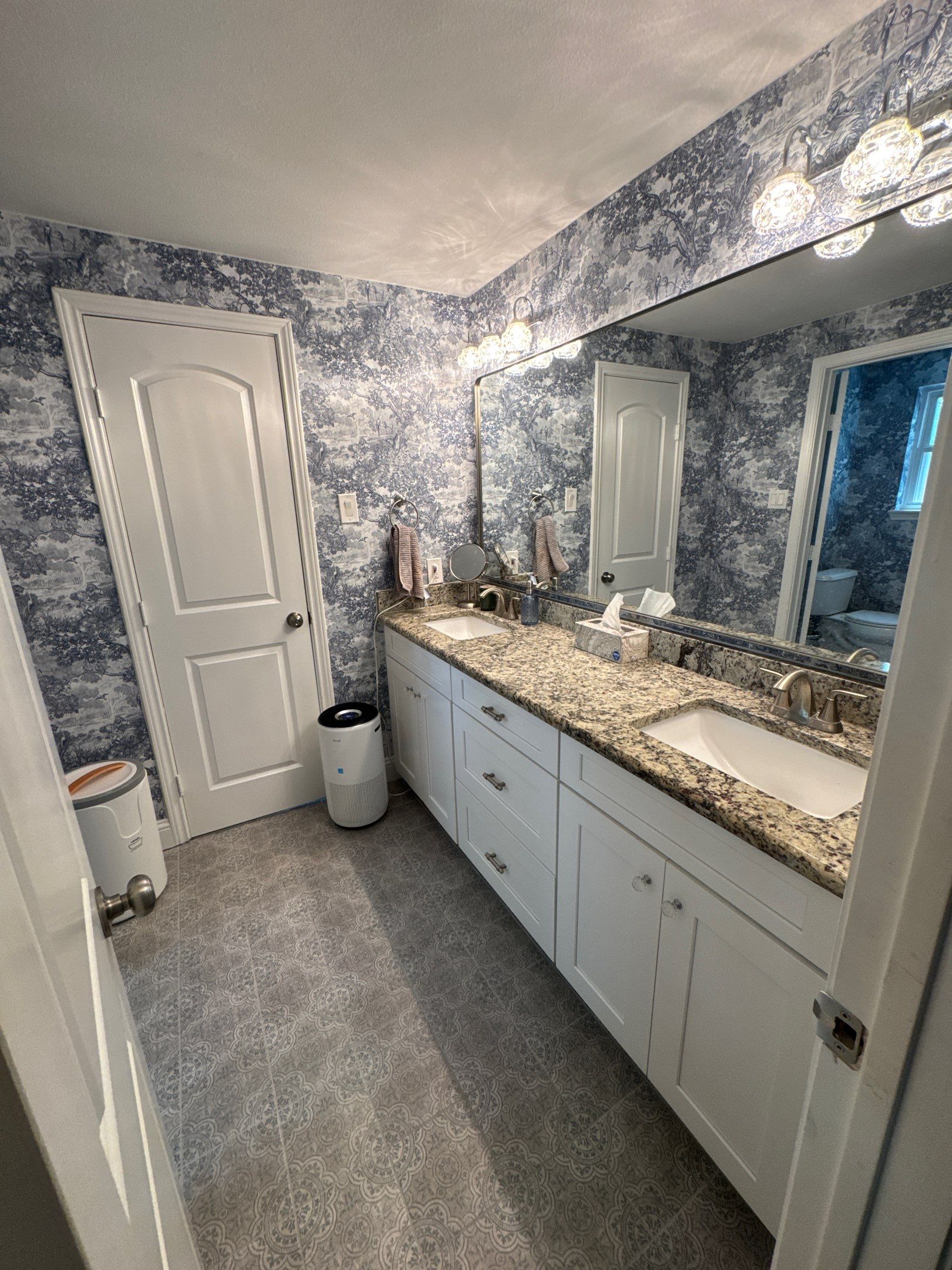 🌸 Designer Sanctuary: Full Bathroom Remodel with Bespoke Wallpaper Finish by Tibi Soli LLC
