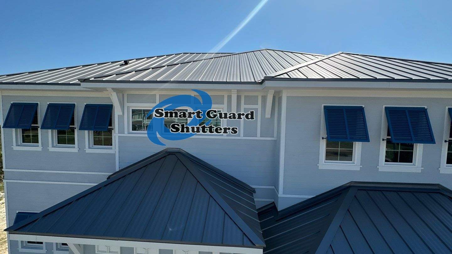 Decorative Bahamas in Pearl Gentian Blue by Smart Guard Shutters