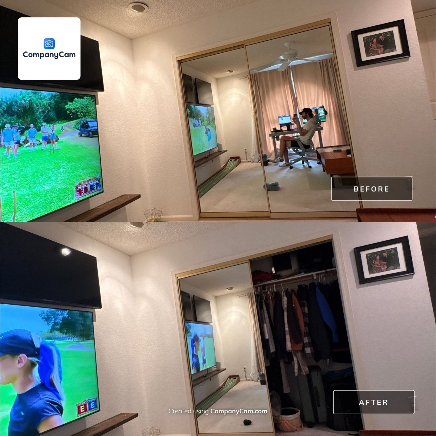 Phoenix Home Office Setup with Custom AV Wall Mounting by CompanyCam Sales Demo