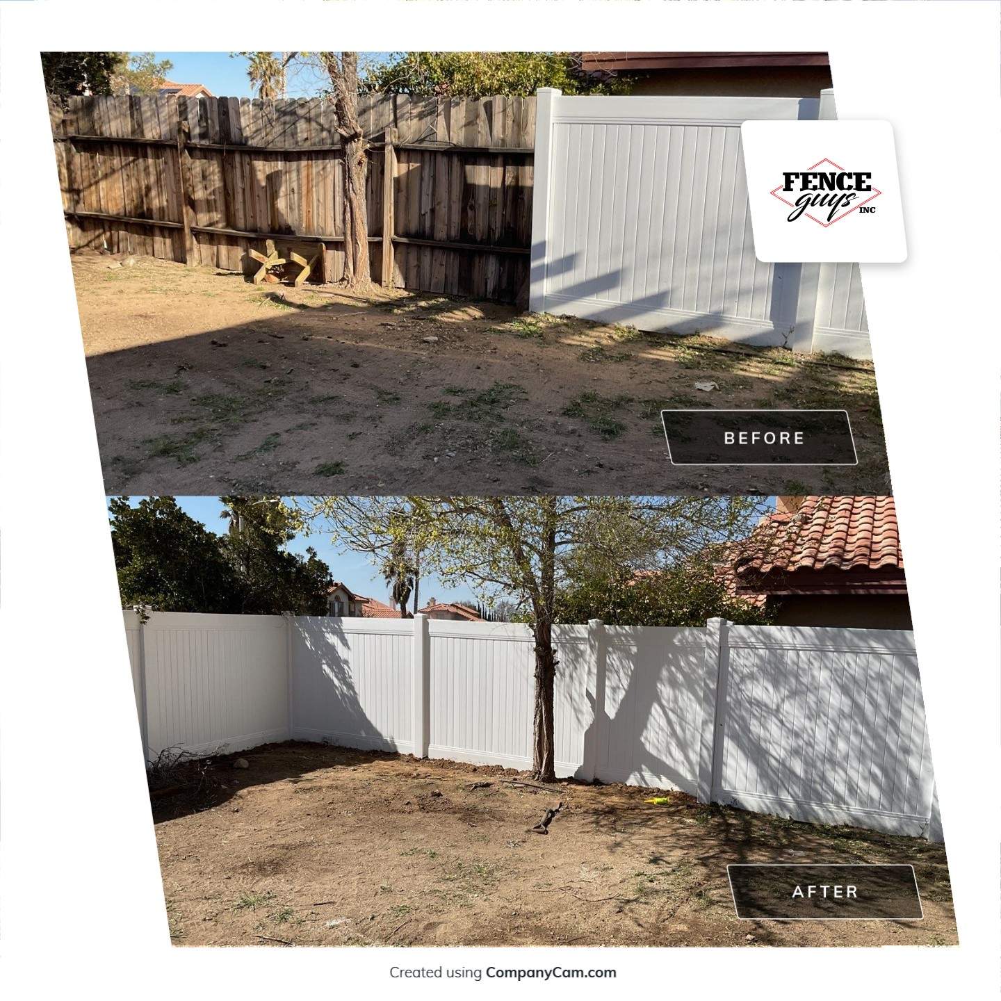 Fence installation using vinyl material by Fence Guys Inc. 
