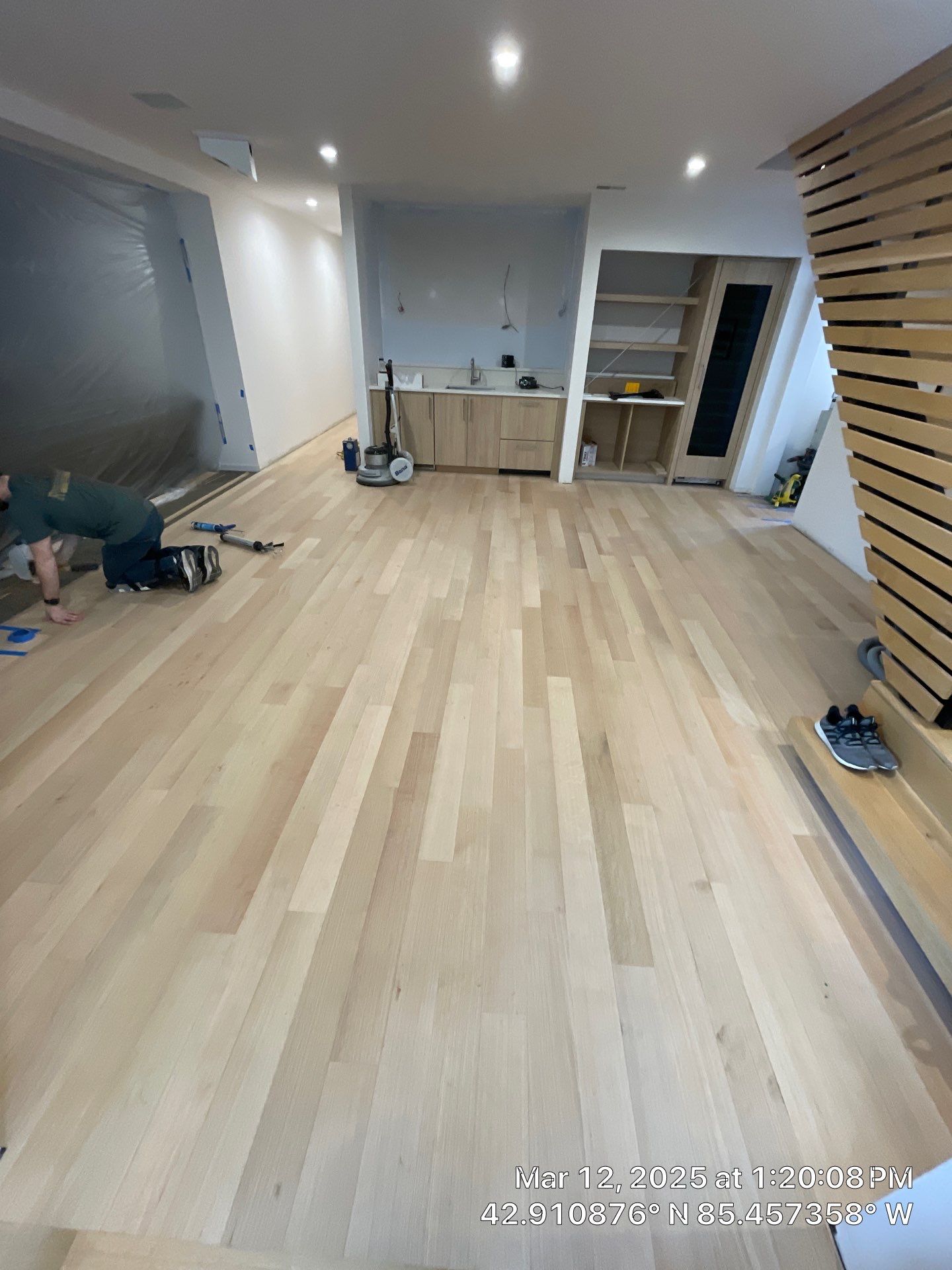 Basement Remodel using Engineered White Oak by RTBaldwin Hardwood Floors