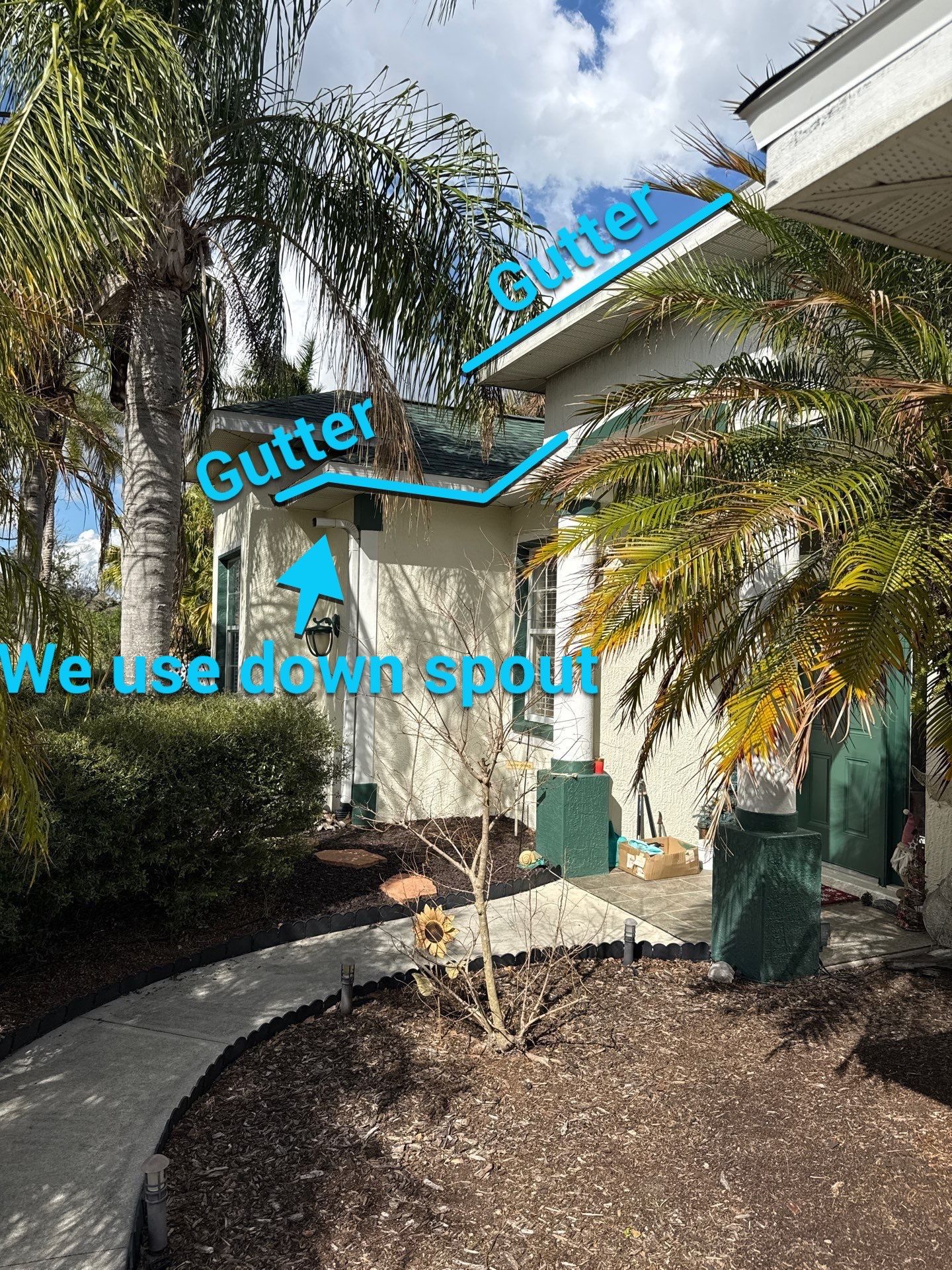 White seamless Gutters and downspout repair in Sarasota FL by Gutter Professors