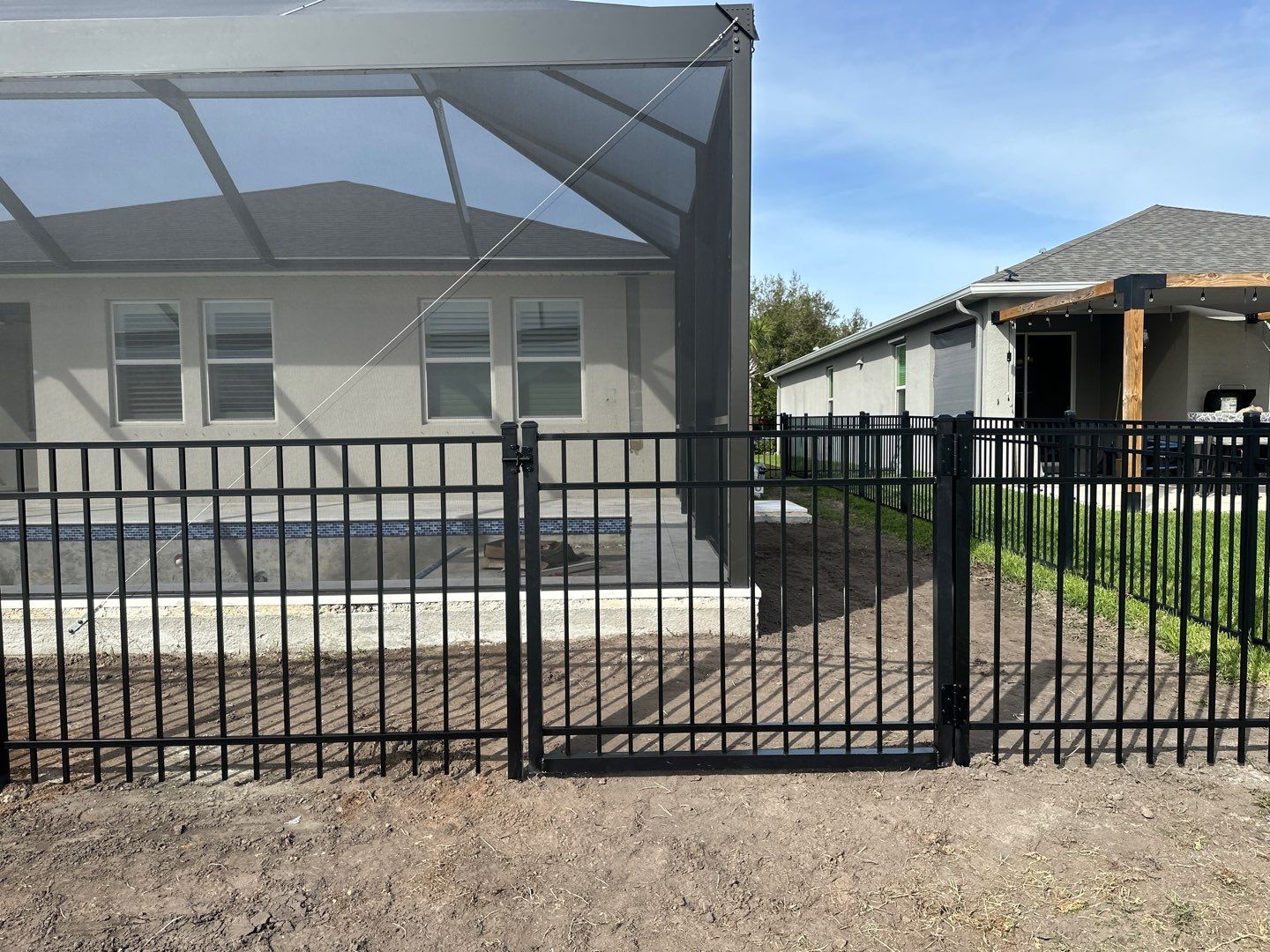 Aluminum Fence Installation using Black 3 Rail Aluminum Fence by Asap fence and gates, LLC