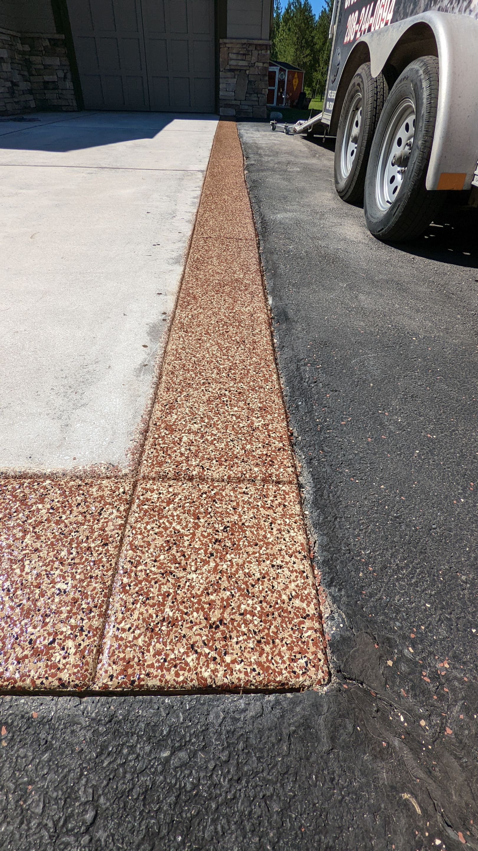 Driveway using Pecan and Chestnut Trim by Croc Coatings, LLC