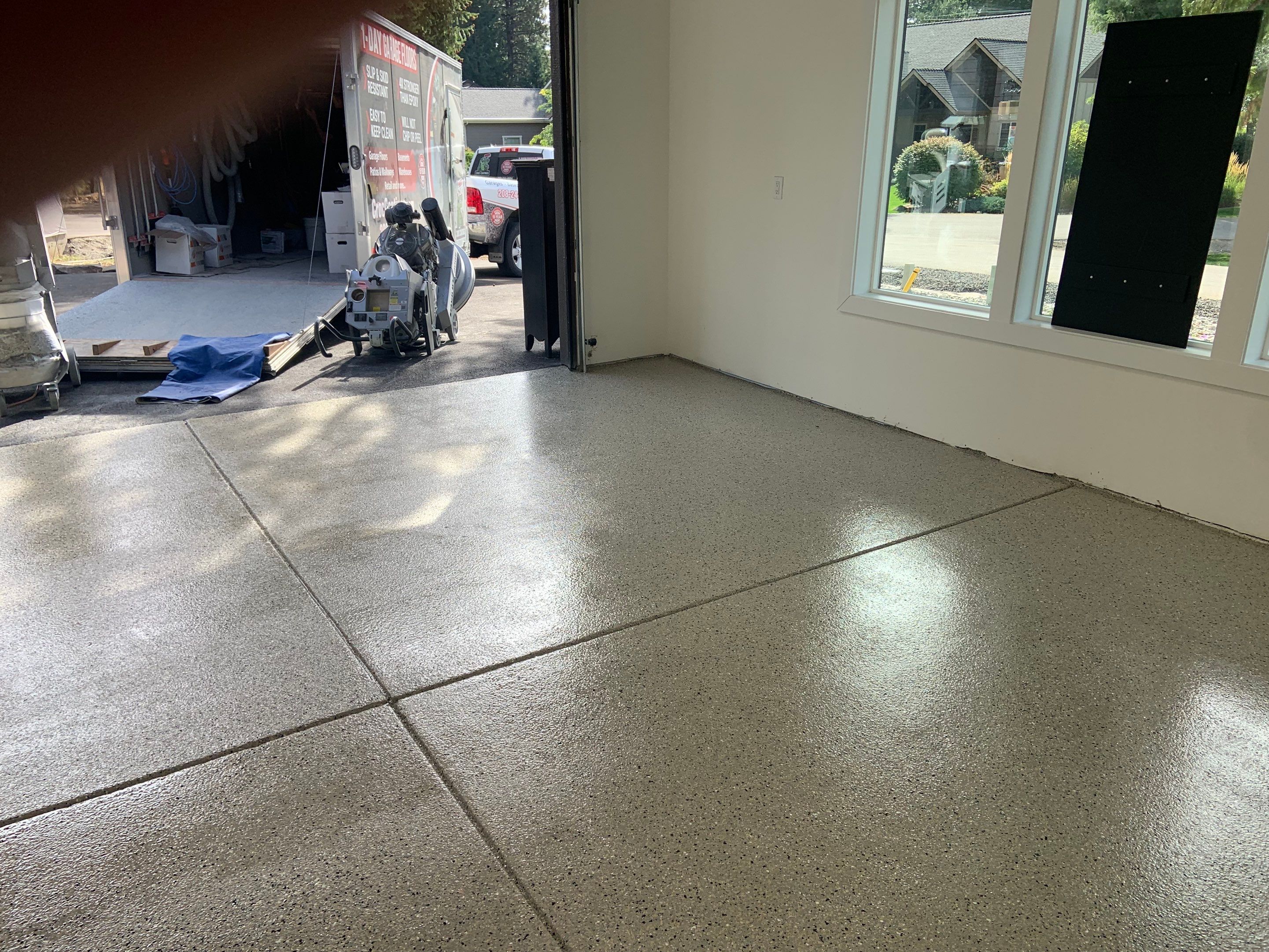 Garage Transformation using Mediterranean Colorway by Croc Coatings, LLC