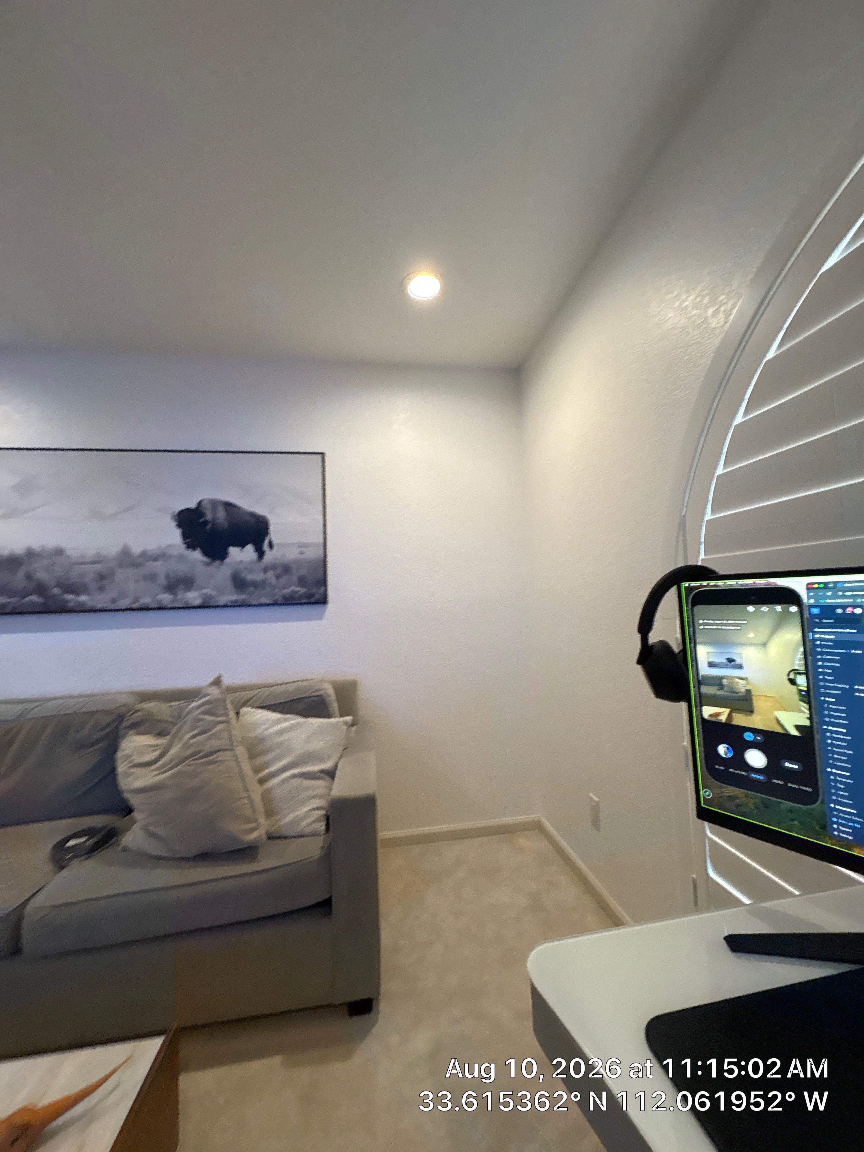 Home Office Setup with Arched Plantation Shutters in Phoenix by CompanyCam Sales Demo