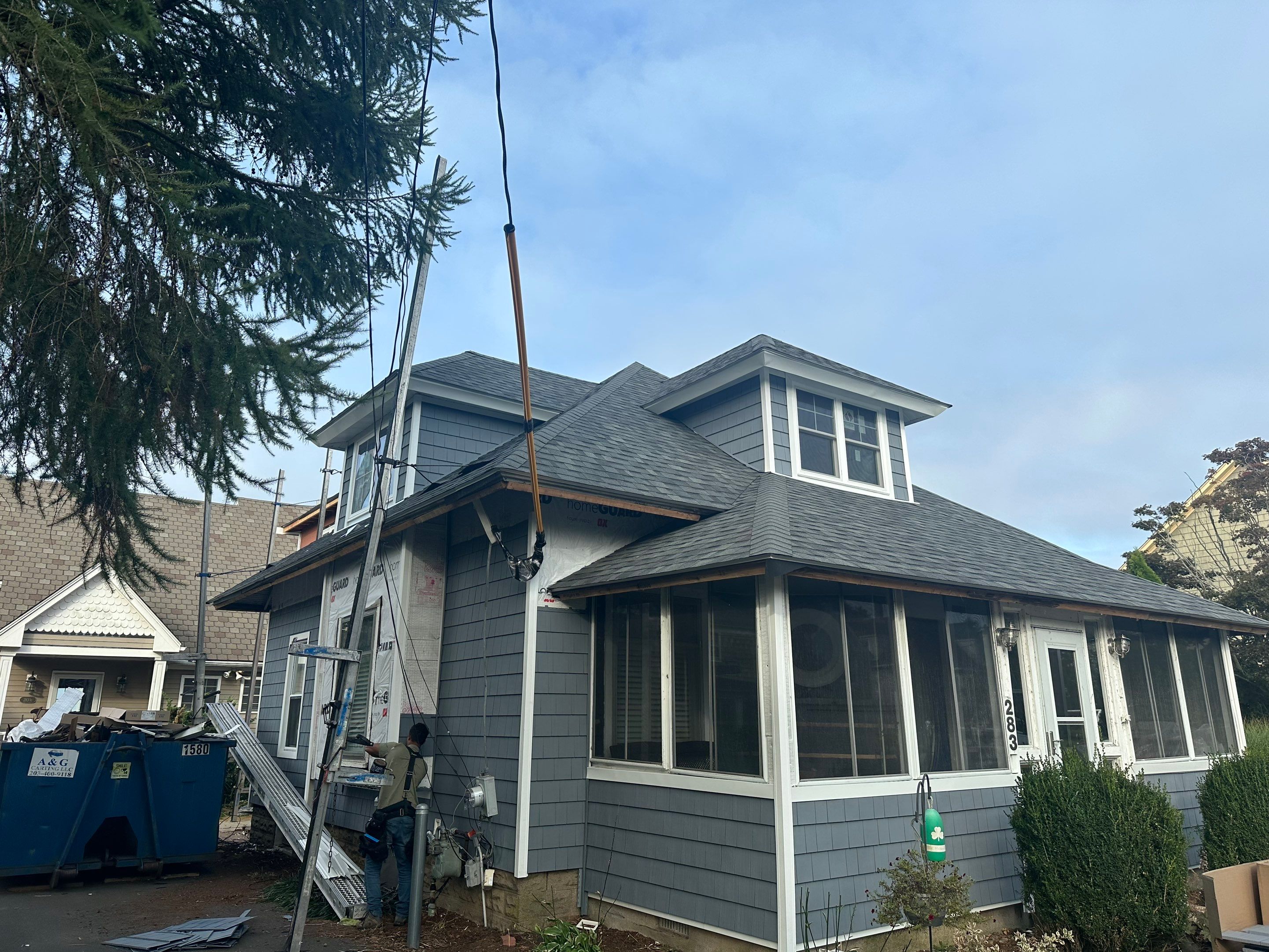 Residential Roofing Installation using Owens Corning TruDefinition Duration - Estate Gray & Flagstone Cedar Impressions by A Plus Exterior