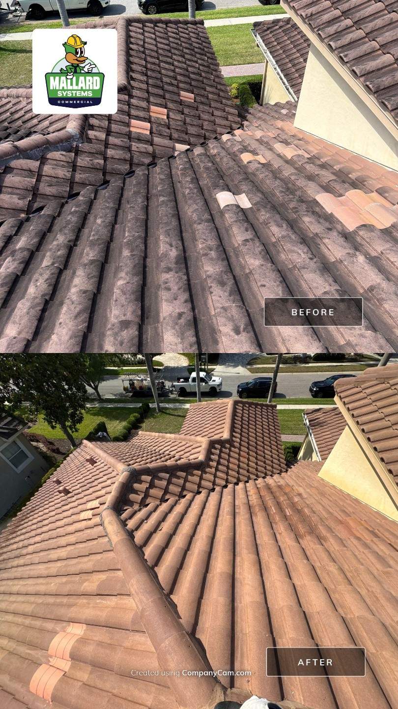 Barrel Tile Roof Cleaning by Mallard Systems