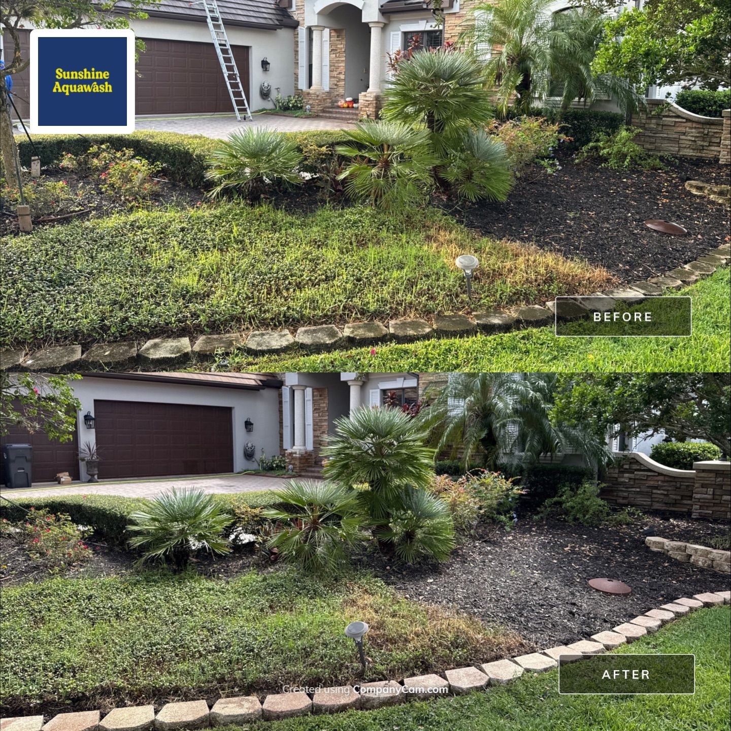 Tile Roof, Paver Pool Deck & Flowerbed Curbing Cleaning | Winding River Bradenton, FL Transformation by Sunshine AquaWash