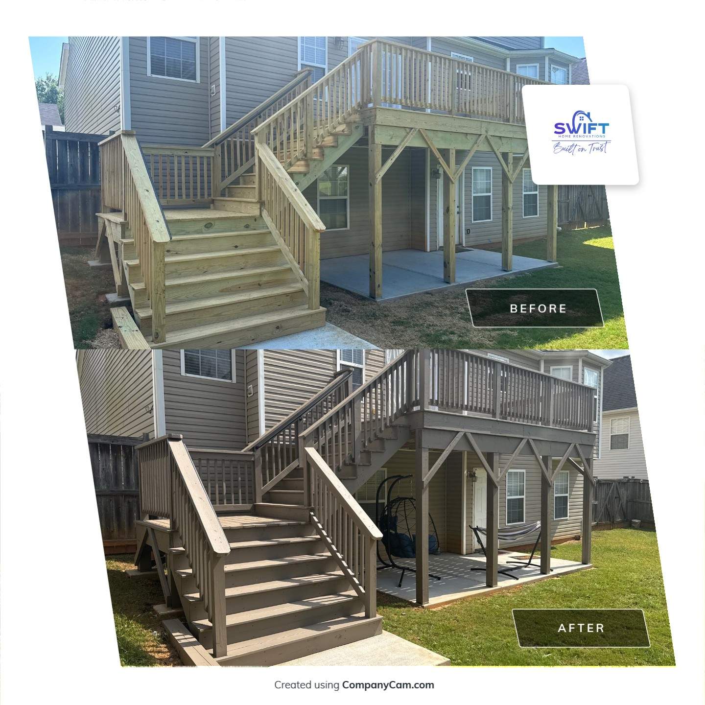 Multi-Level Deck Restoration and Solid Color Staining in Suwanee by Swift Home Renovations