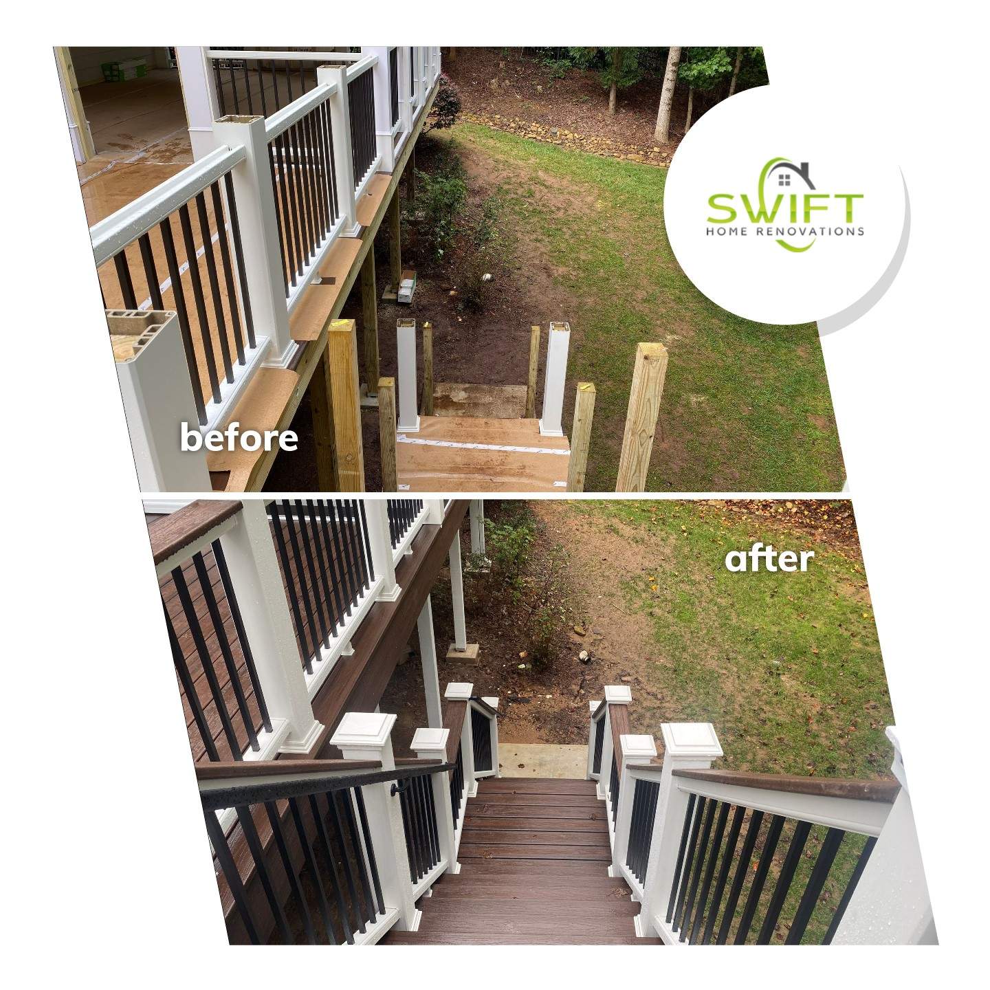 Elevated Screened-in Porch and Composite Deck Construction in Mableton by Swift Home Renovations