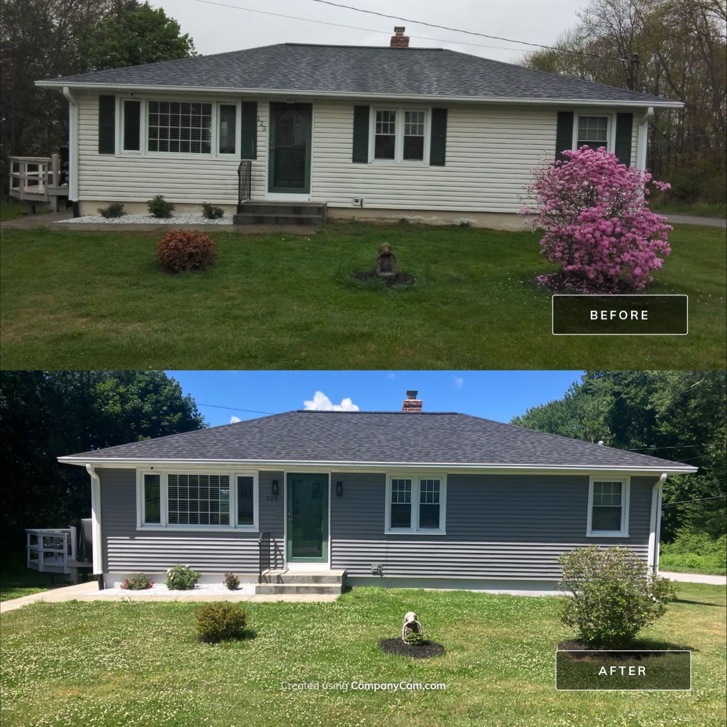 Siding Rejuvenation with Cert. Monogram D/4 x 12'6" clapboard, Charcoal Gray by DiGiorgi Roofing and Siding Inc
