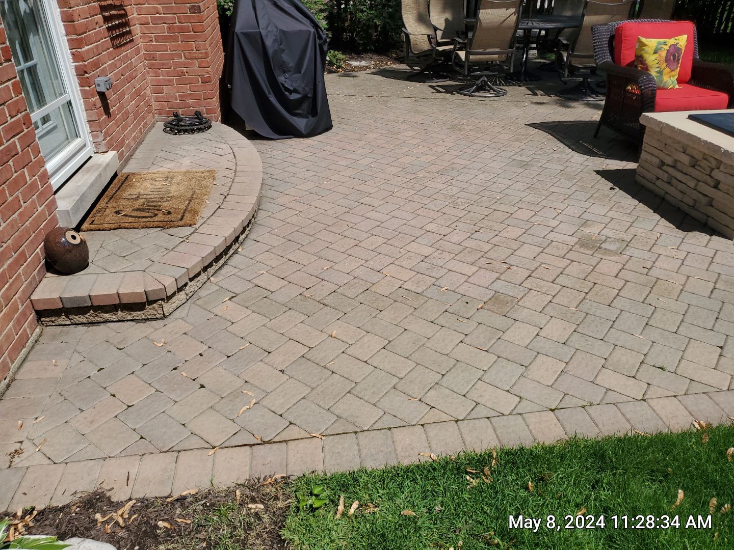 Brick paver clean, sand and seal.  using Surestrip sealant stripper by Northern Power Washing LLC.