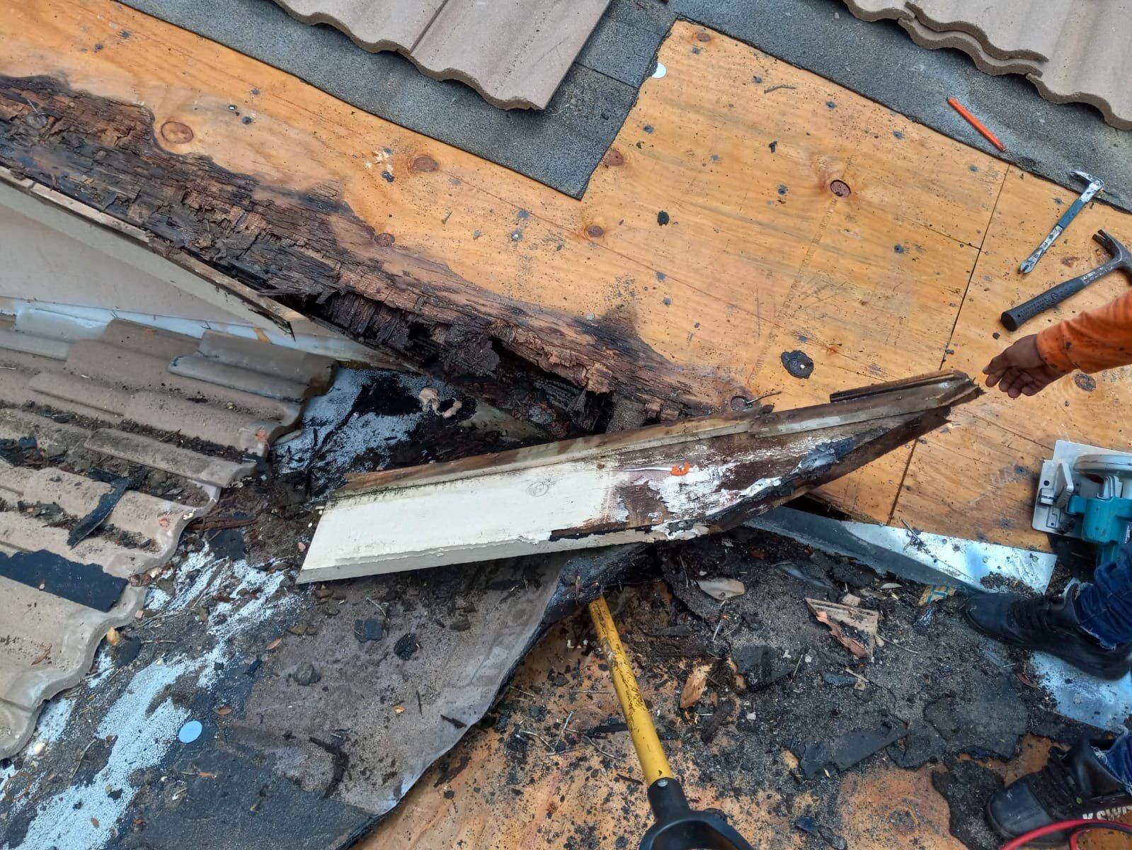 Concrete Tile Roof Leak Repair and Wood Decking Replacement in Parkland by Aastro Roofing