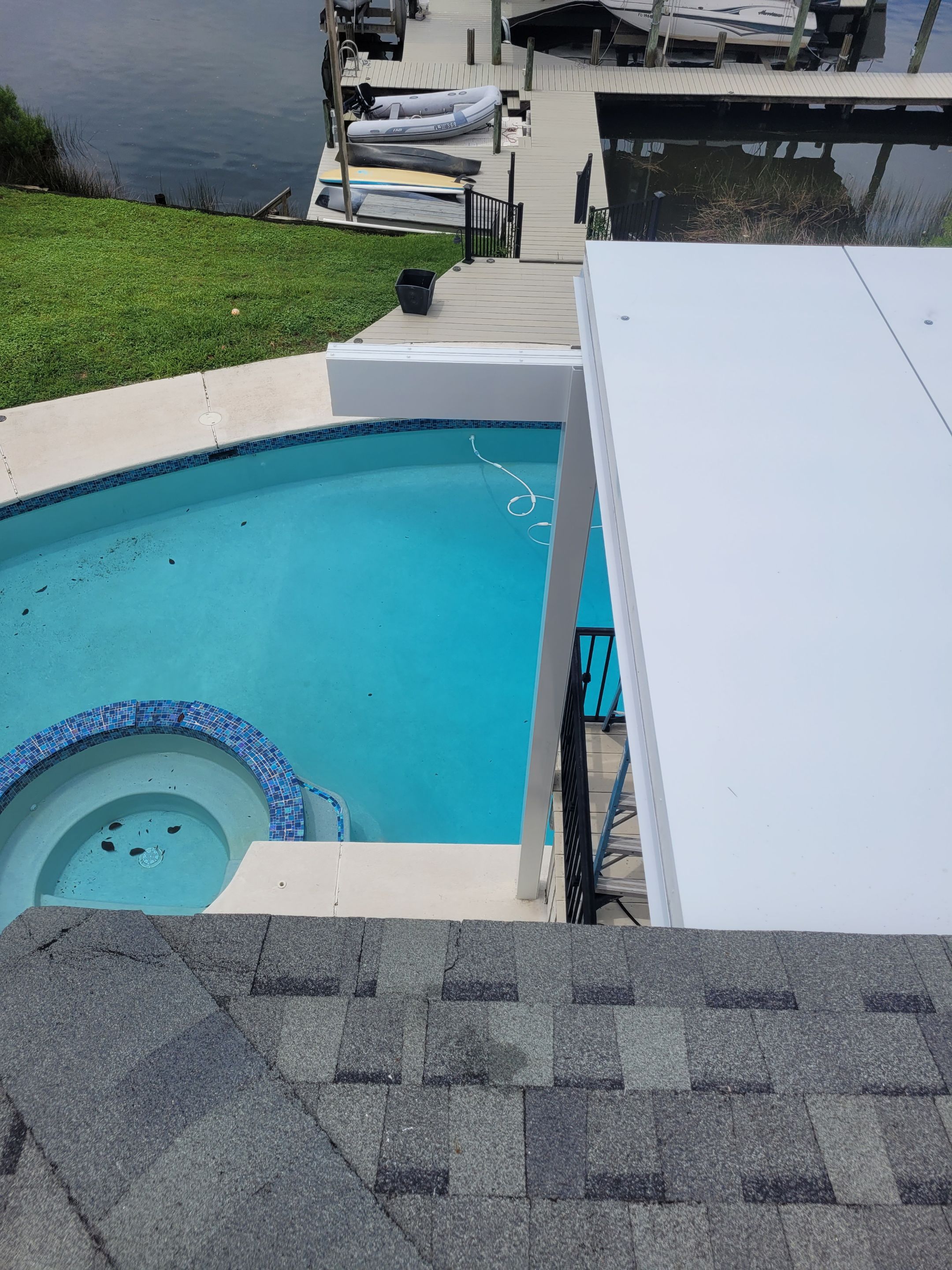 Poolside Colorbeam Patio Cover in Gulf Breeze by Titan Sunrooms