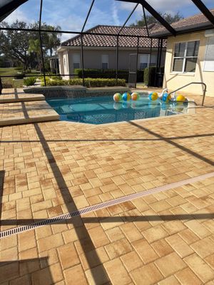 Custom Tan Paver Pool Deck and Patio in Sun City Center