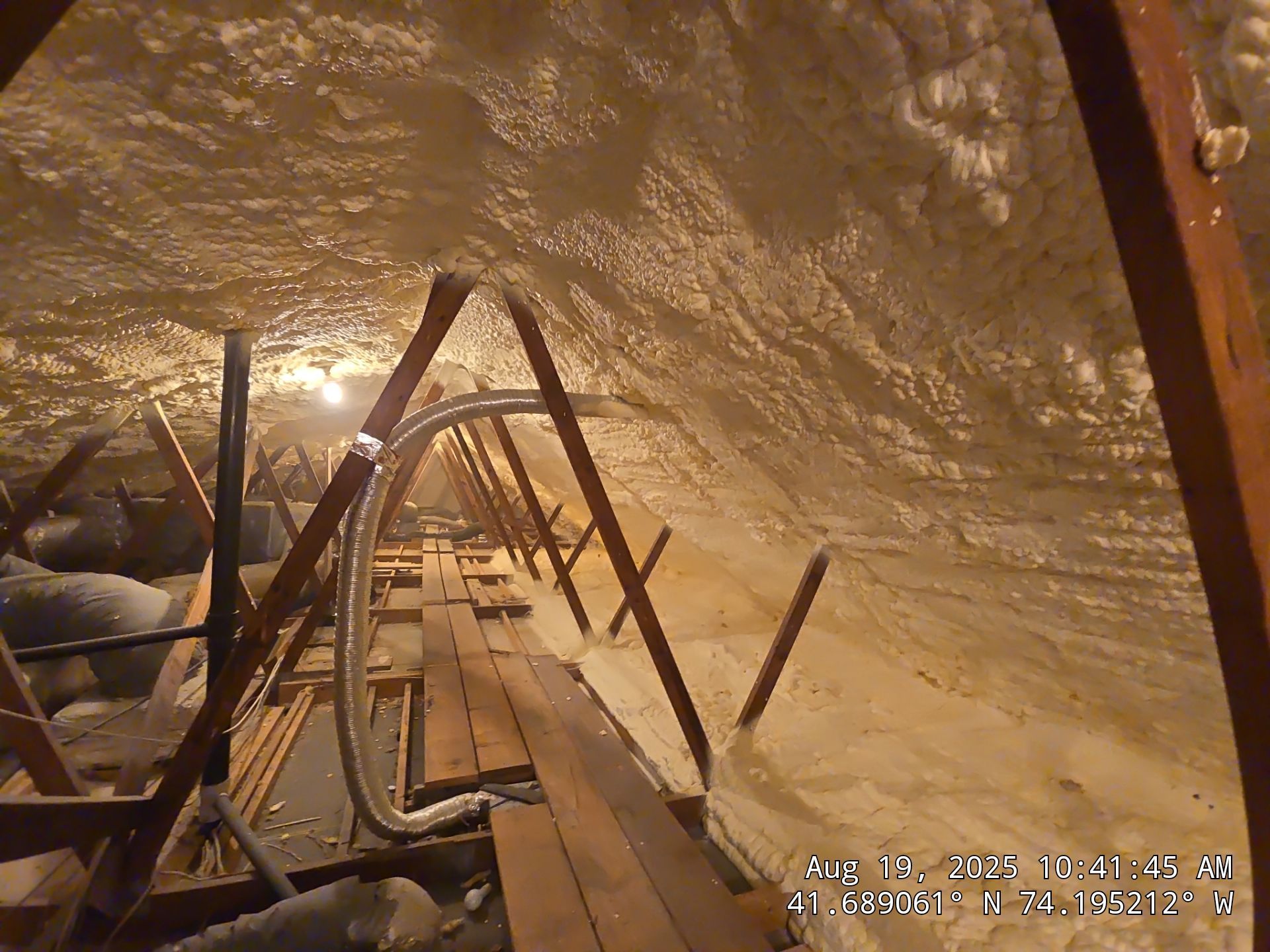 Attic Insulation using open cell spray foam by NYS Foam & Energy