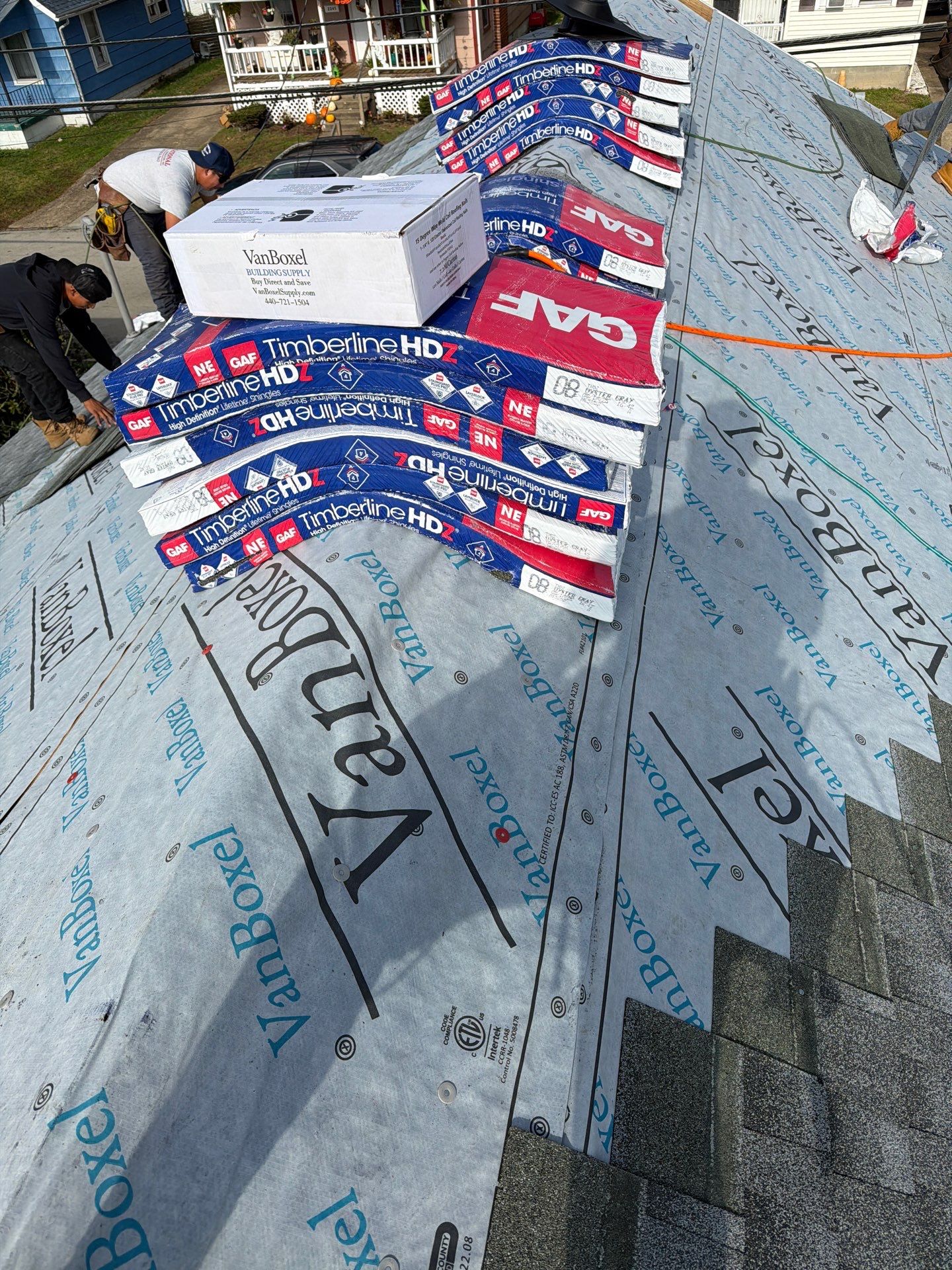 Residential Roofing Installation using GAF Timberline HDZ Oyster Grey by Rainstoppers Roofing