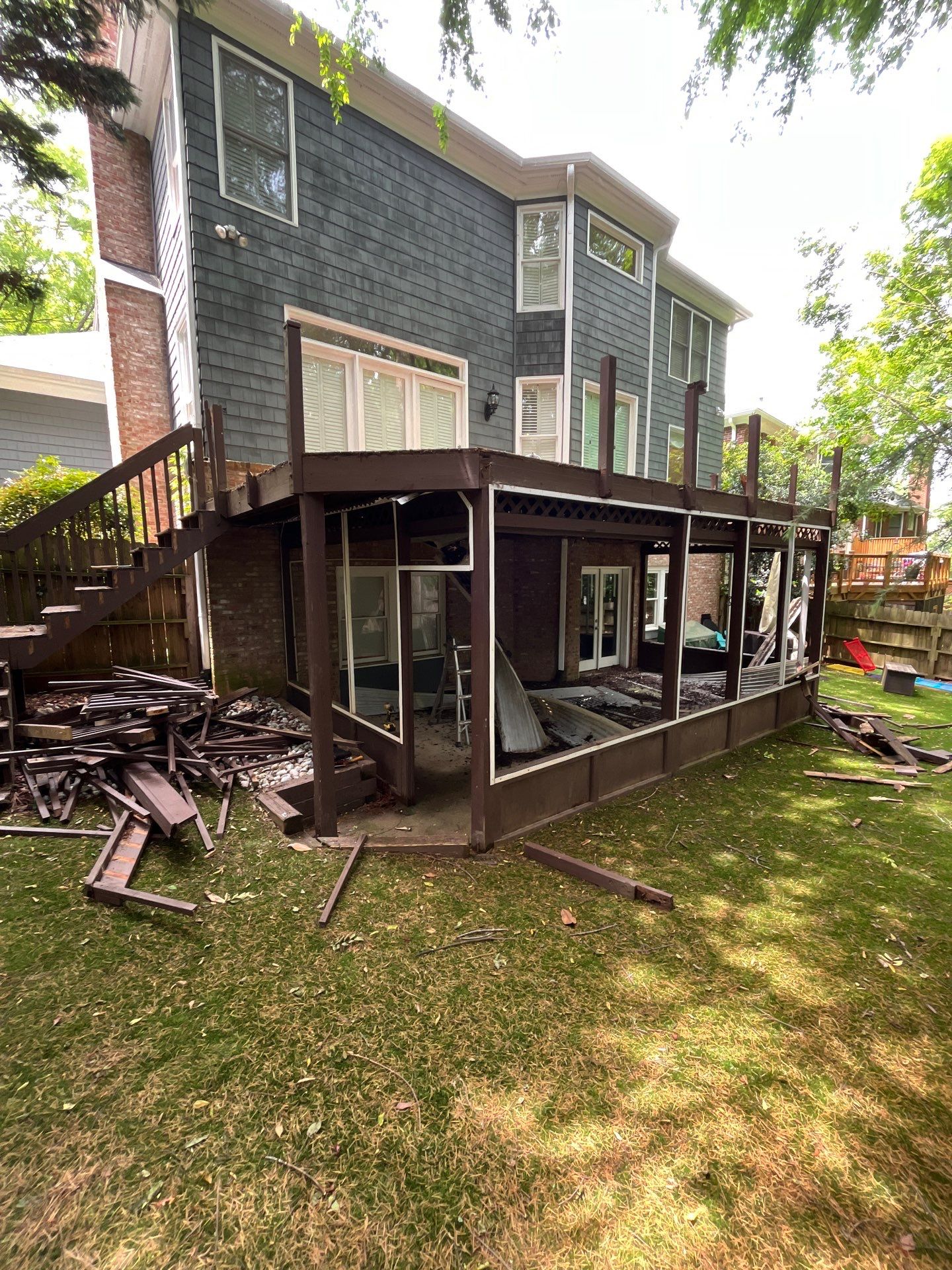 Trex New Deck Build with Screened in Under Deck by Nelson Exteriors 