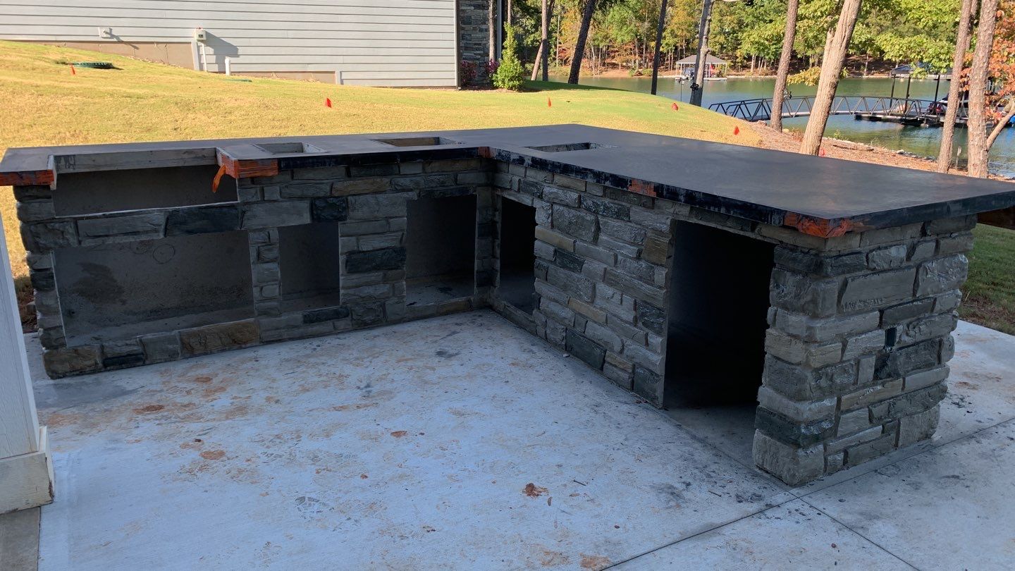Outdoor Kitchen on Lake Keowee by Xtreme Concrete Services