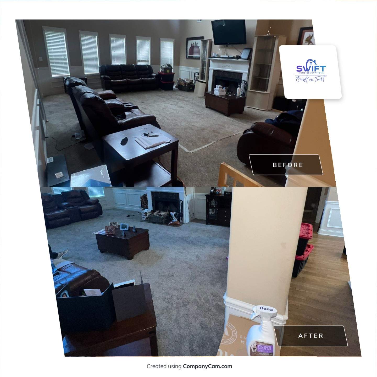 Multi-Room Interior Renovation and LVP Flooring Installation in Atlanta by Swift Home Renovations 