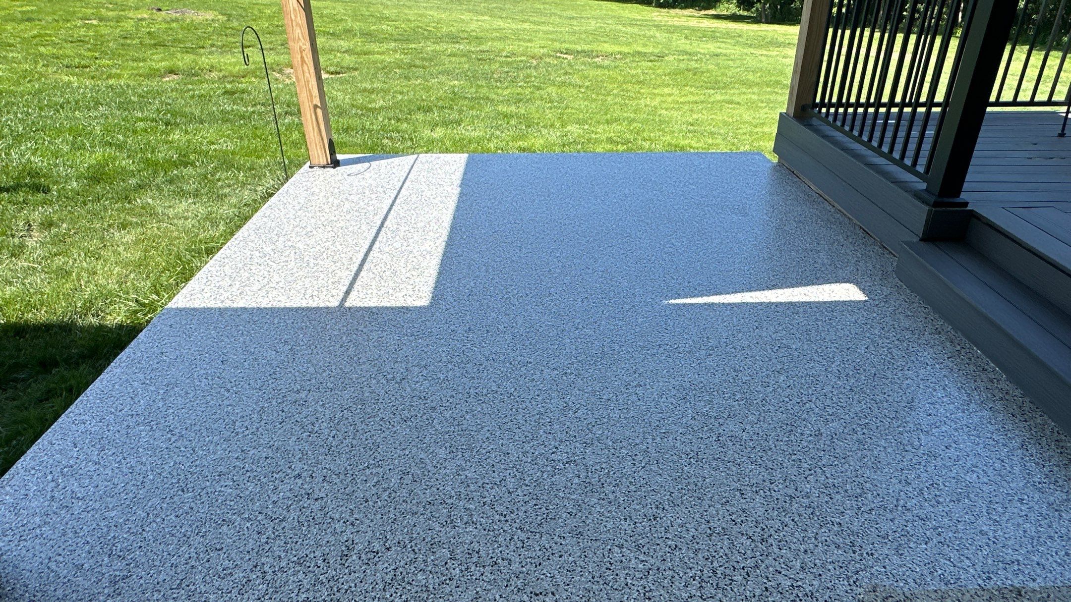 Dennis P. upgraded his garage and patio with a new flake floor by Banner Garage