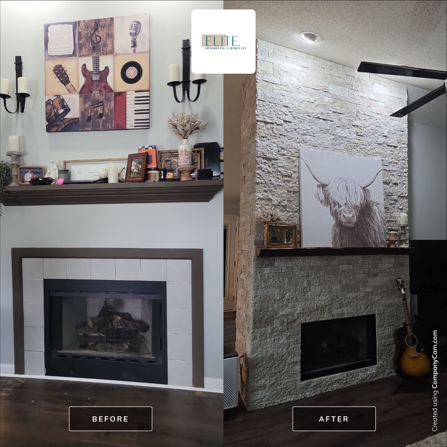 Holly Springs Fireplace Transformation — Full-Height Stone Feature Wall
 by Elite Remodeling and Design LLC