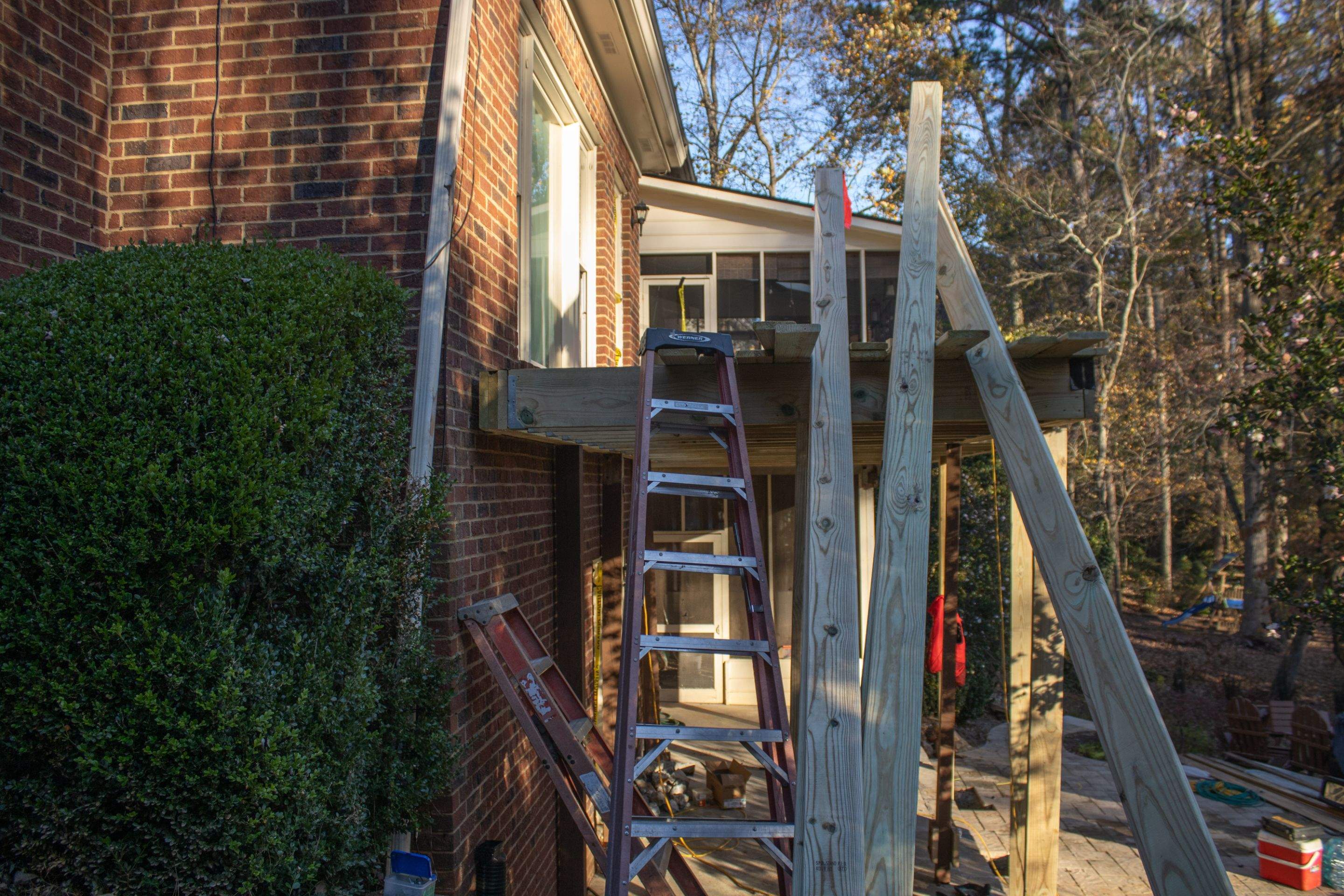 Timbertech LED Light Installation on Wood Deck Build in Marietta, GA by Nelson Exteriors 