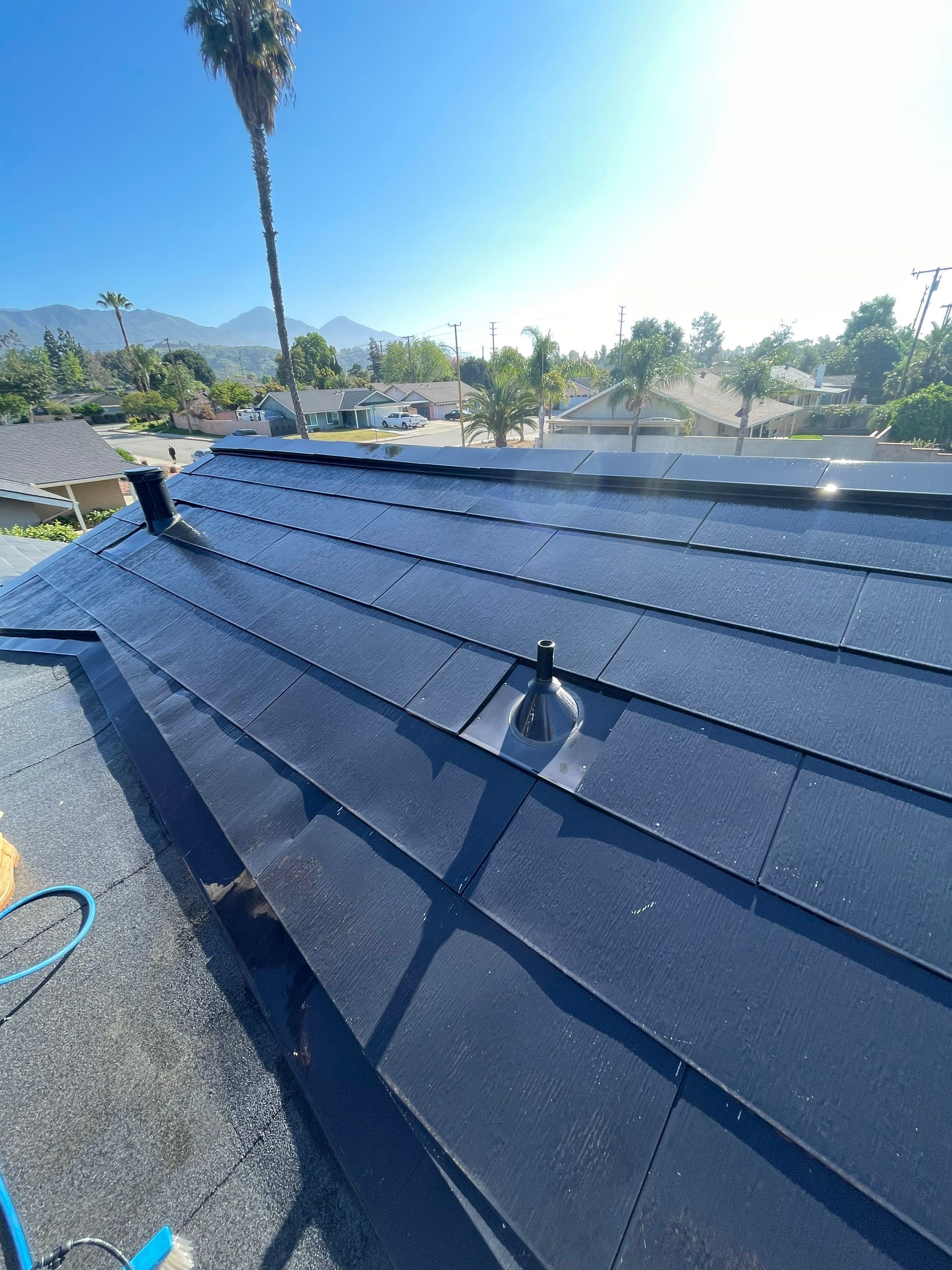 Tesla Roof Cleaning in La Verne Ca by Palm Coast Solar Cleaning