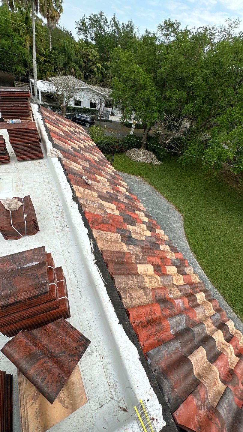 Residential Brava Spanish Tile Install in Coral Gables Miami Florida by International Roofing