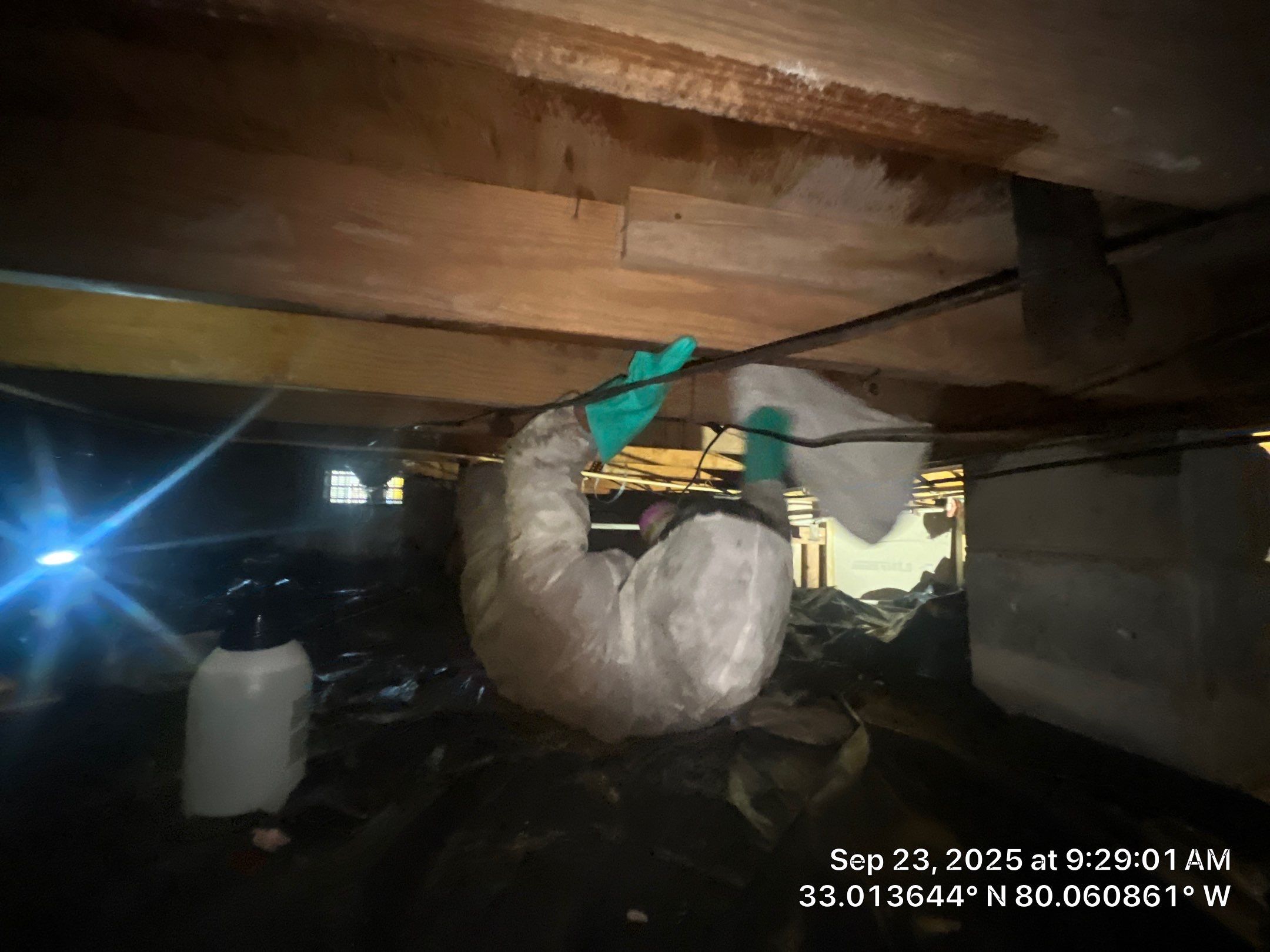 Crawlspace remediation & encapsulation with ductwork replacement by EAS Environmental, LLC.