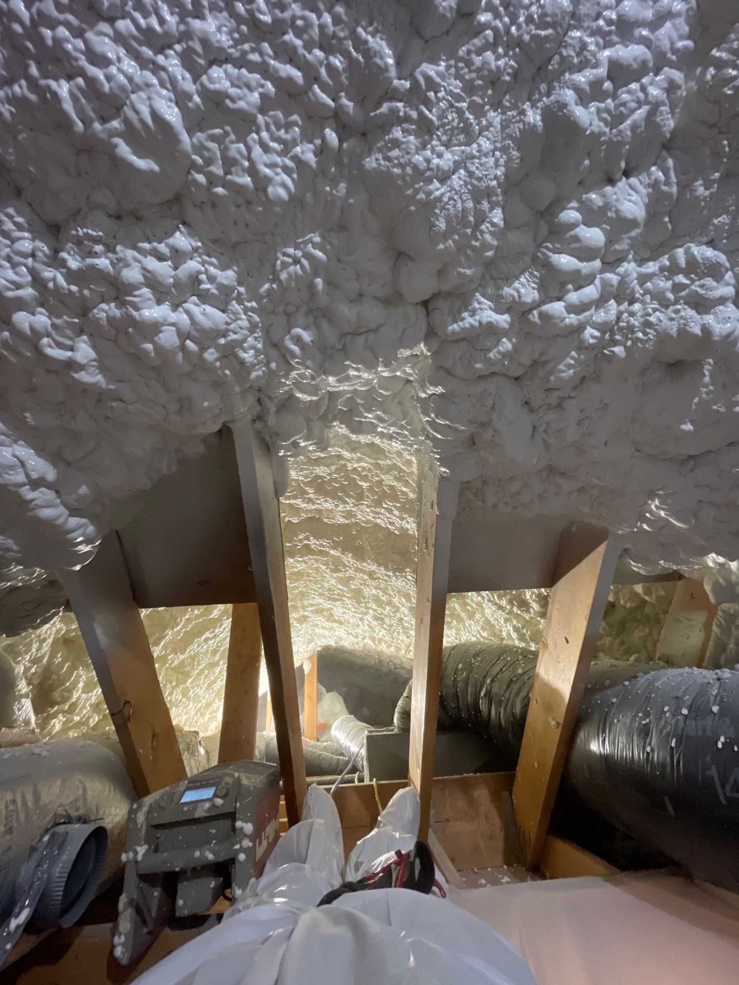 Attic Insulation using open cell spray foam by NYS Foam & Energy