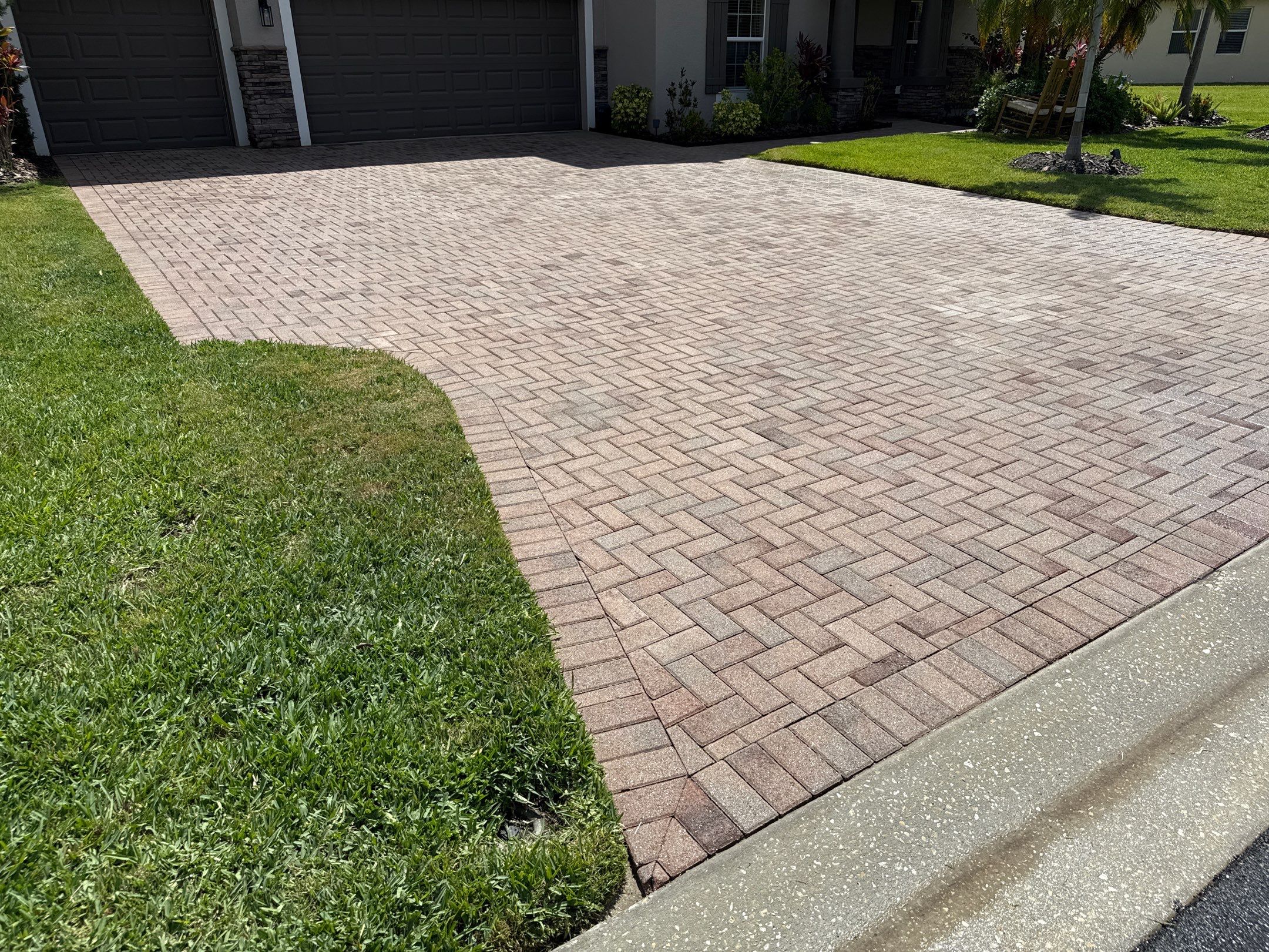 3-Car Paver Driveway & Entryway Cleaning | Oakleaf Hammock Community, Ellenton, FL by Sunshine AquaWash