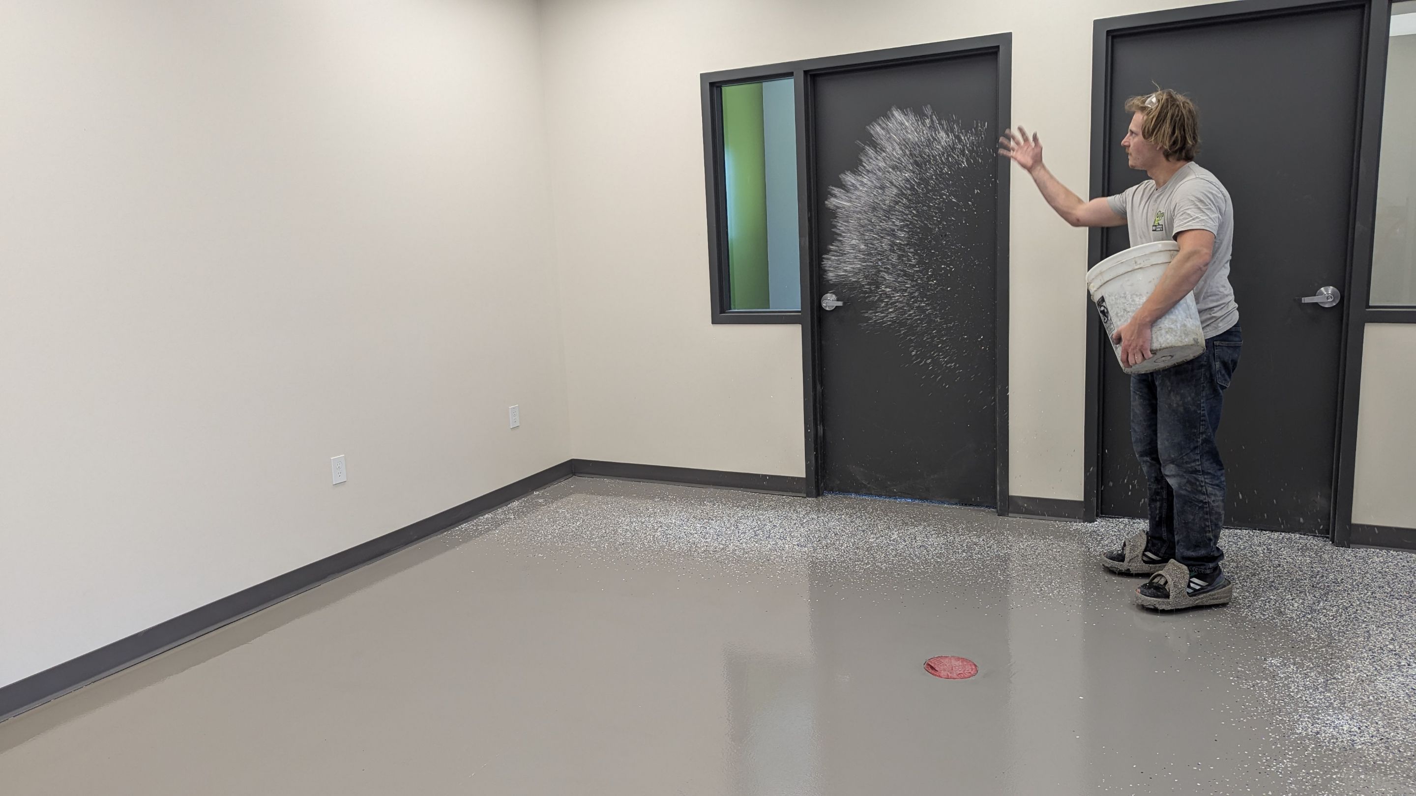 Commercial Floor Transformation using Aurora Accent W/Hypnotic Blue by Croc Coatings, LLC