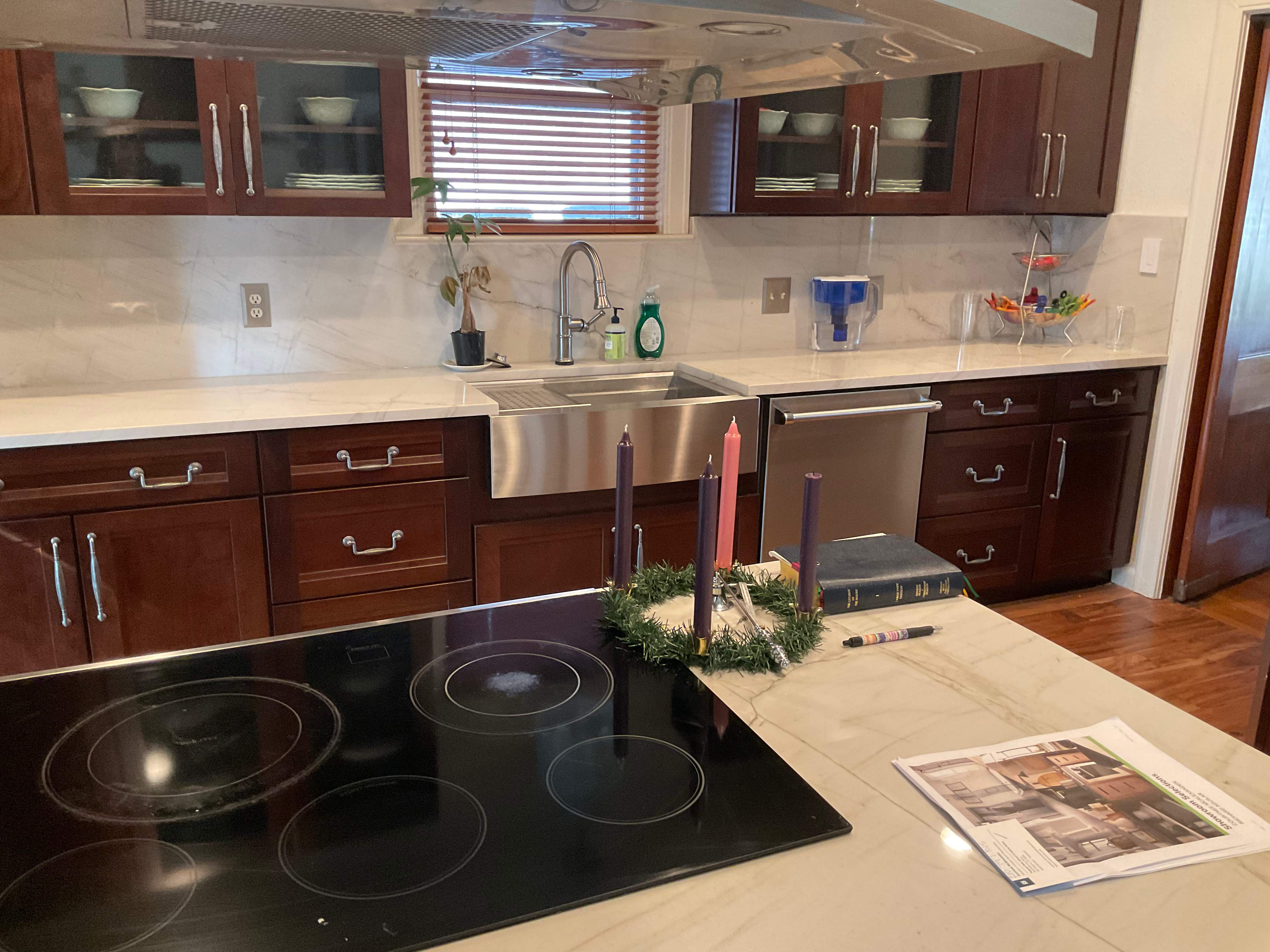 San Antonio Kitchen and Bathroom Remodel Featuring Marble-Patterned Tiles by Mena stone surfaces