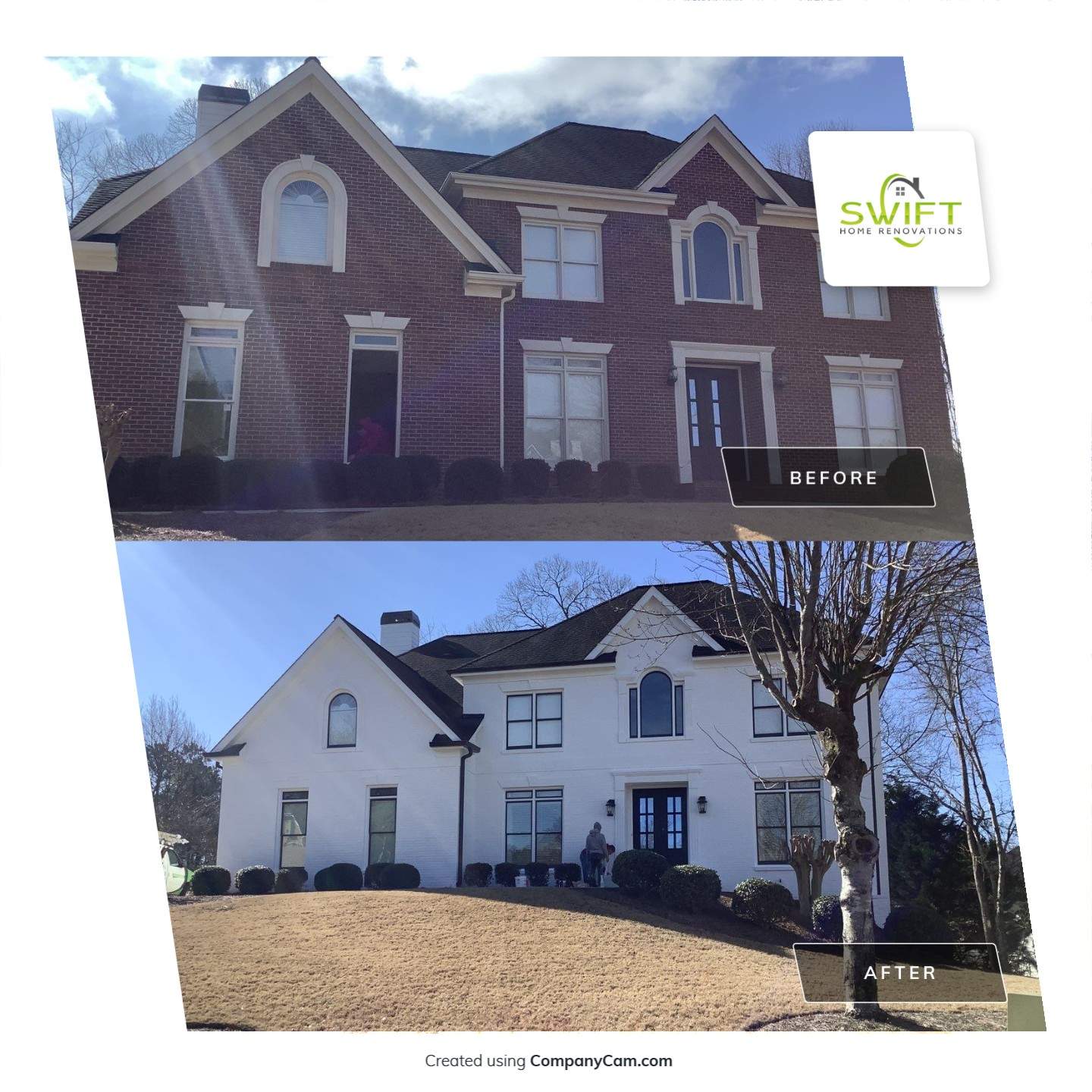 White Brick Exterior Painting and Deck Refinishing in Duluth by Swift Home Renovations