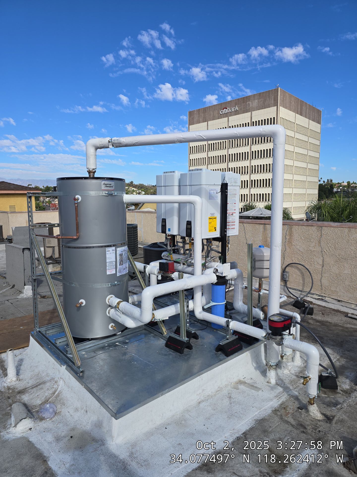 Rooftop Centralized Domestic Hot Water System Installation in Los Angeles by Current Energy