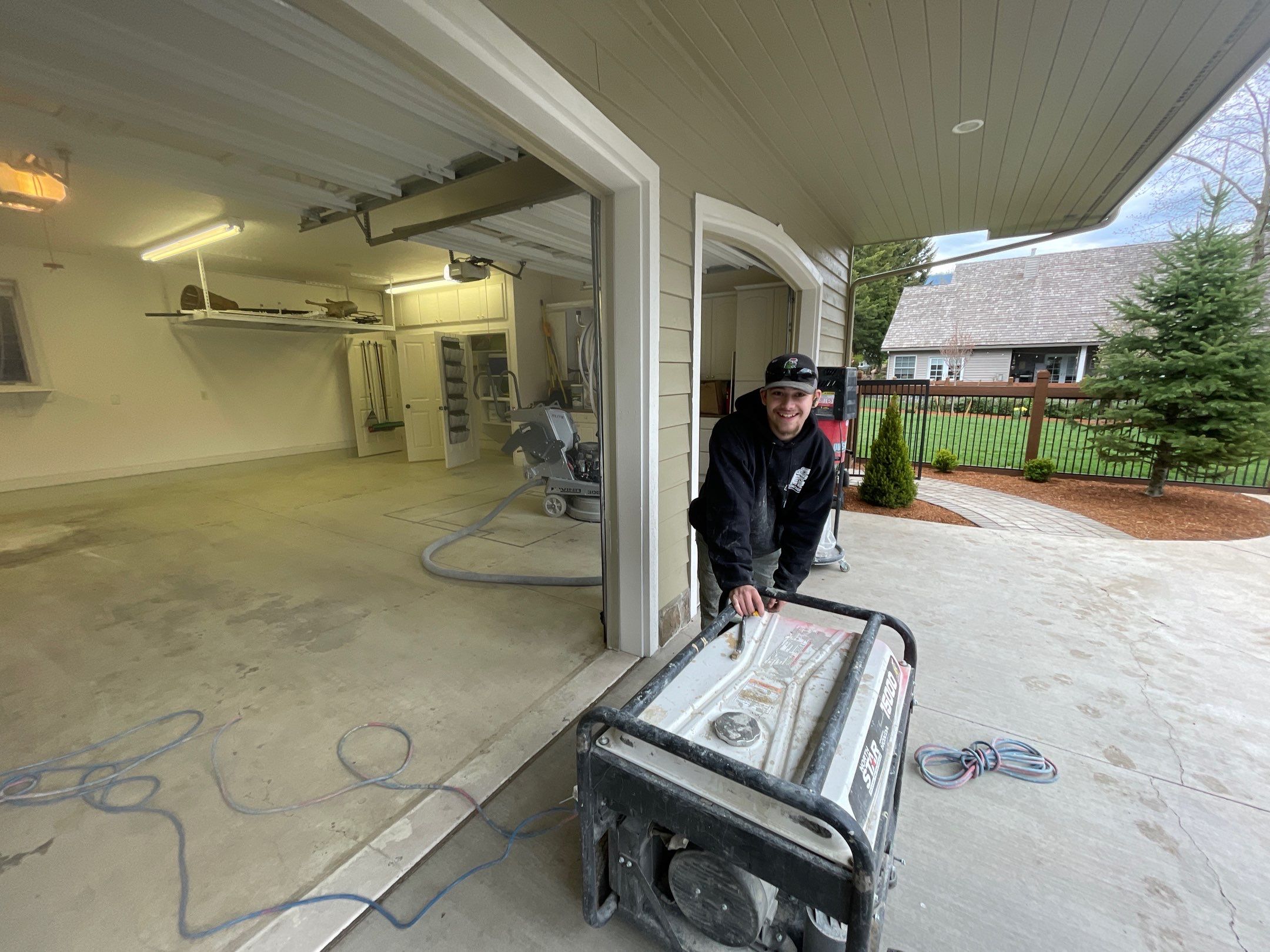 Garage Transformation using Driftwood Colorway by Croc Coatings, LLC