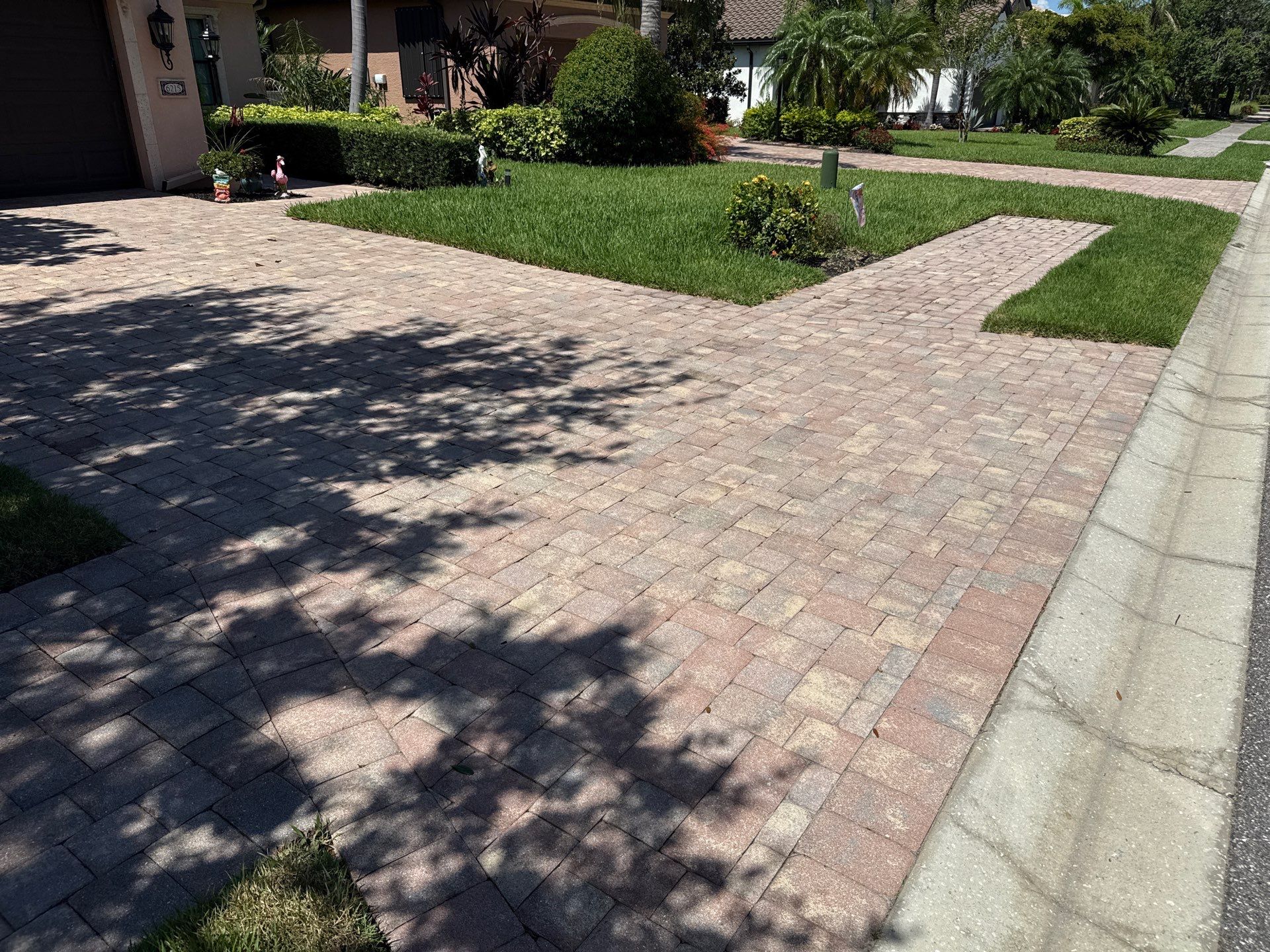 Paver Driveway, Sidewalk & Curbing Cleaning — Bougainvillea Place, Ellenton, FL by Sunshine AquaWash