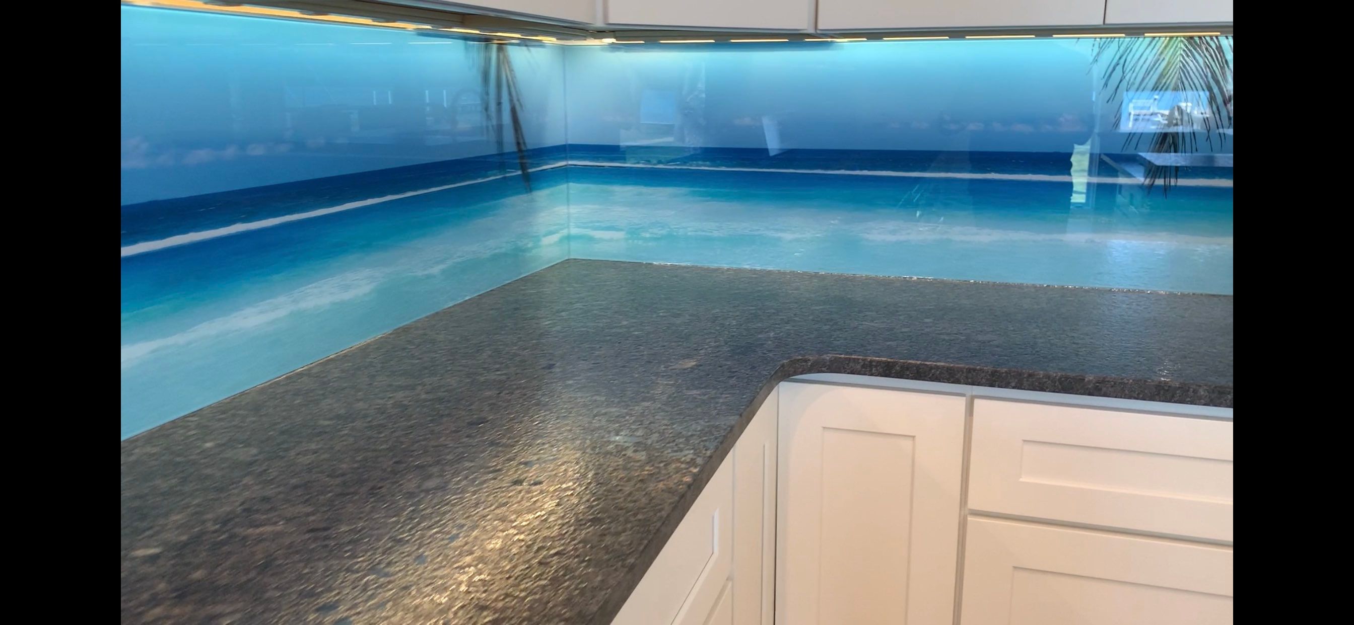Kitchen Remodel using Maui Beach IMAGIO Solid Glass Backsplash by IMAGIO