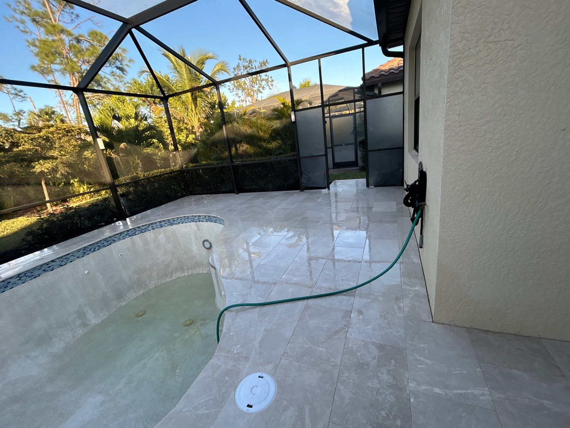 Pool Deck Renovation | Pool Coping & Tile Upgrade | Textured Marble Natural Stone - Bonita National Golf & Country Club by Old Town Pavers Llc