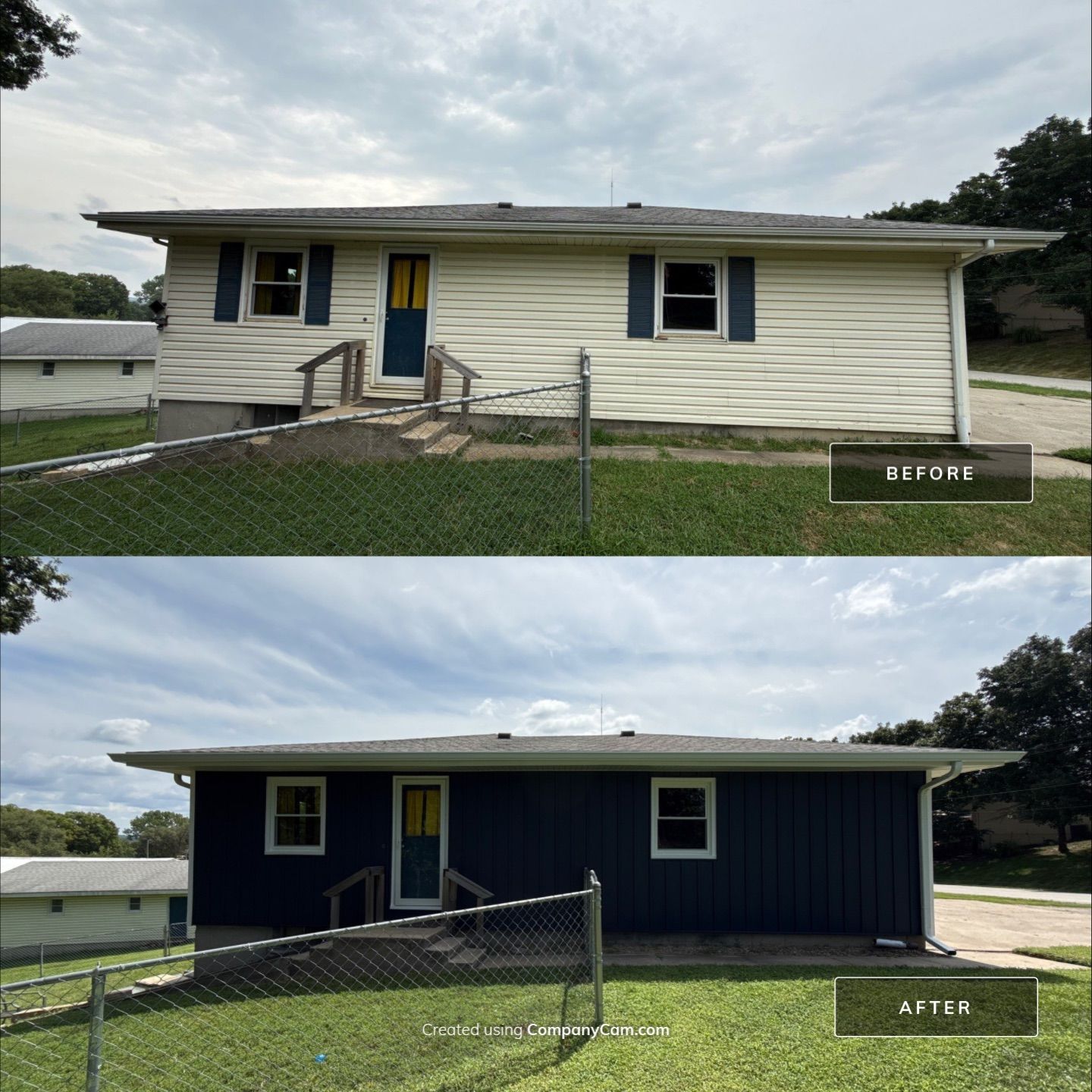 Indigo Board and Batten Siding and Window Replacement in Smithville by EEC Windows, Siding & Roofing