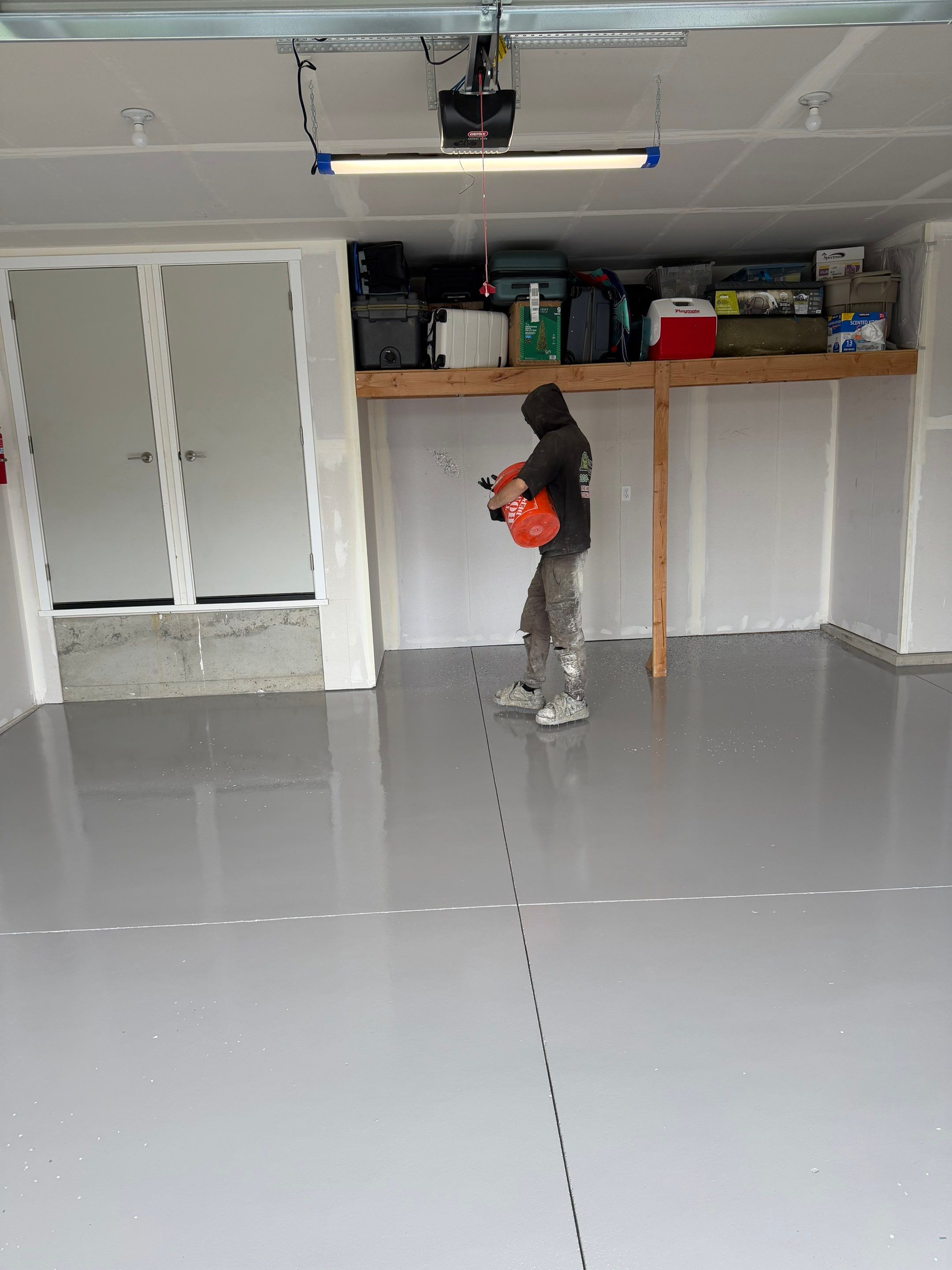 Slatestone Polyaspartic Garage Floor Coating in Post Falls by Croc Coatings, LLC