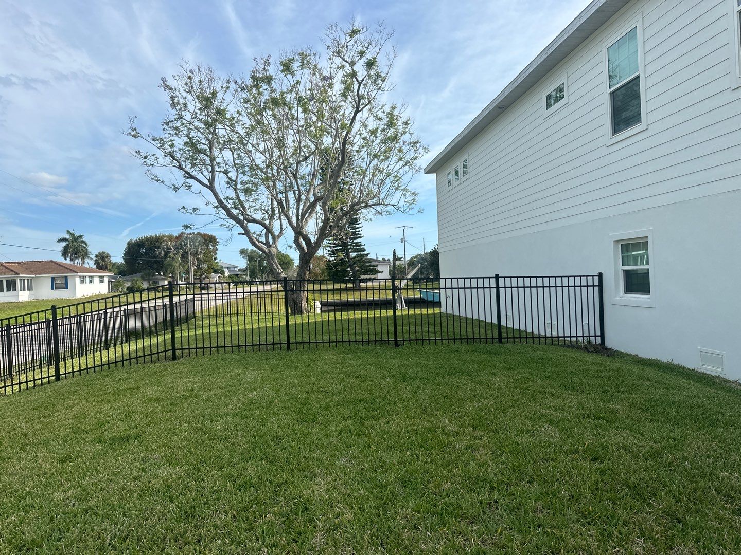 Aluminum Fence Installation using Black 3 Rail Aluminum and Vinyl Privacy Fence  by Asap fence and gates, LLC