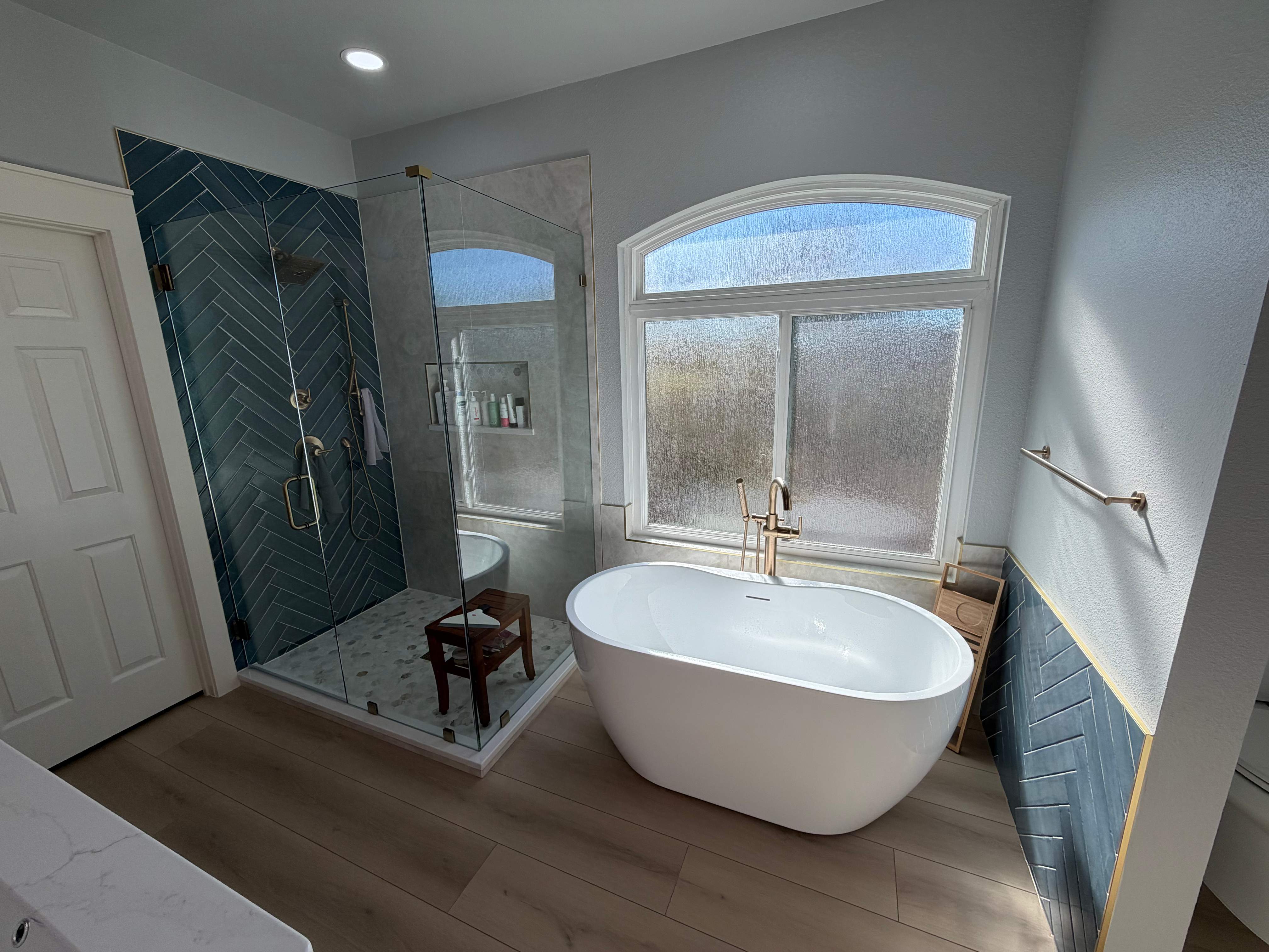 Stone Oak Master Bathroom Before and After by Legacy Bath and Kitchen