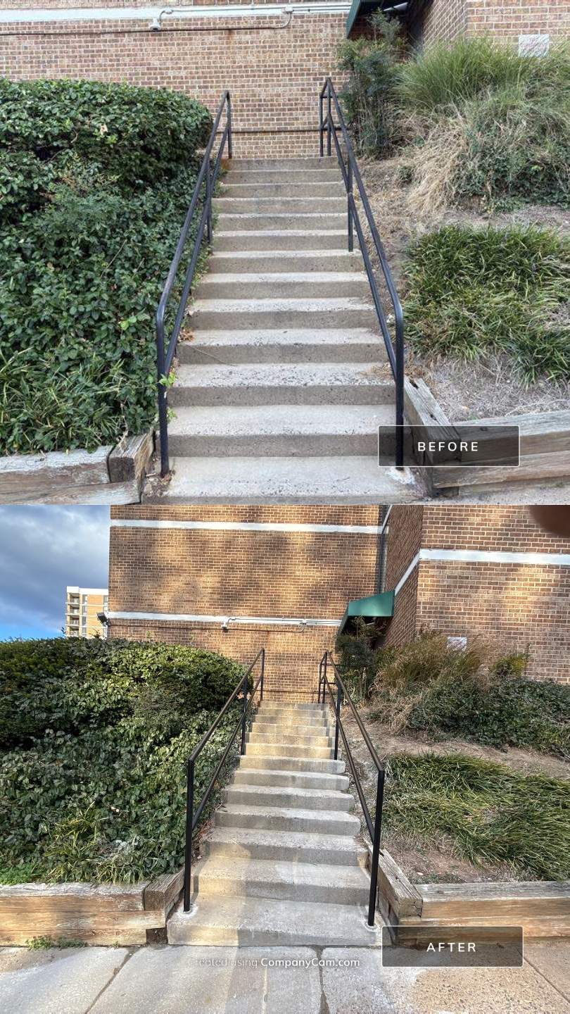 Commercial Entrance Pipe Railing Replacement – Falls Church, VA by Capitol Iron Works